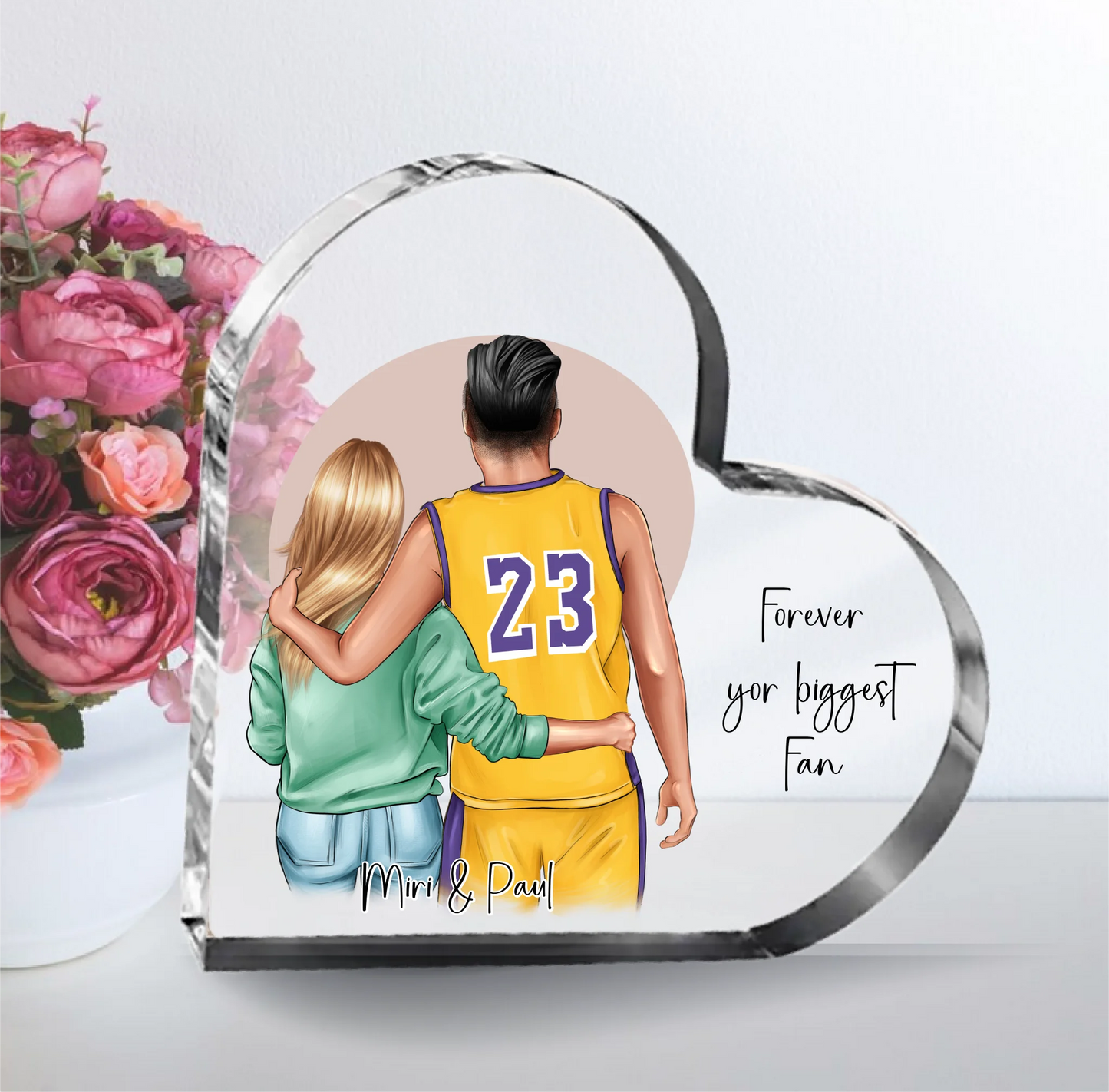 Basketball Paar Herz Glasaufsteller