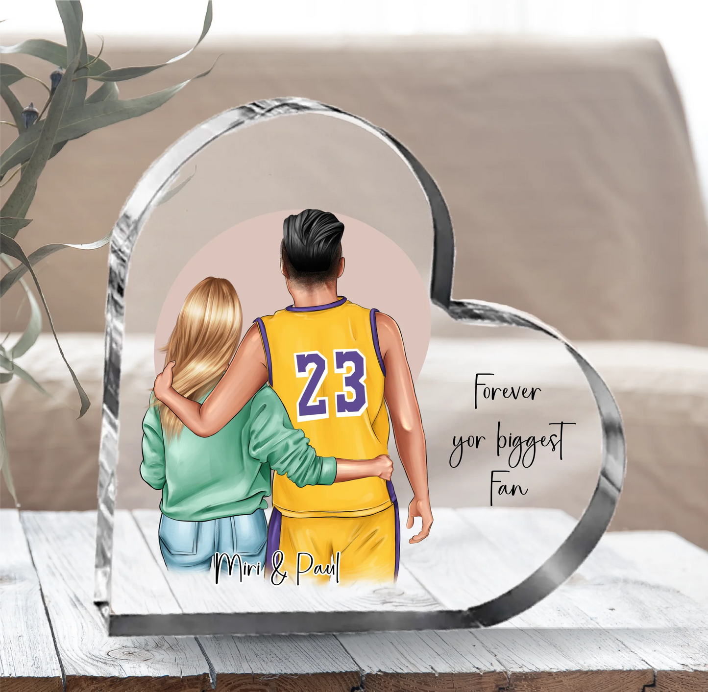 Basketball Paar Herz Glasaufsteller