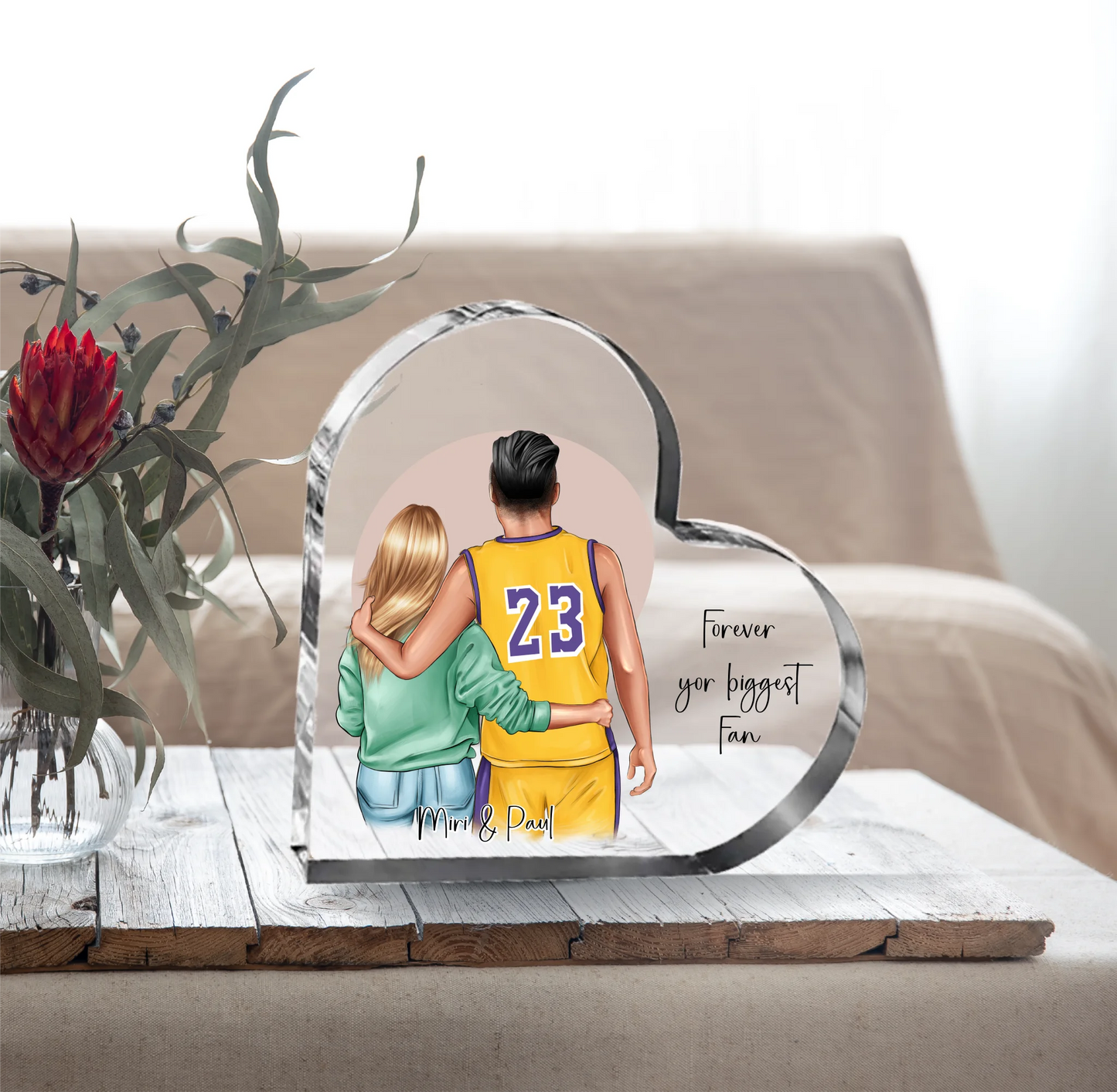 Basketball Paar Herz Glasaufsteller