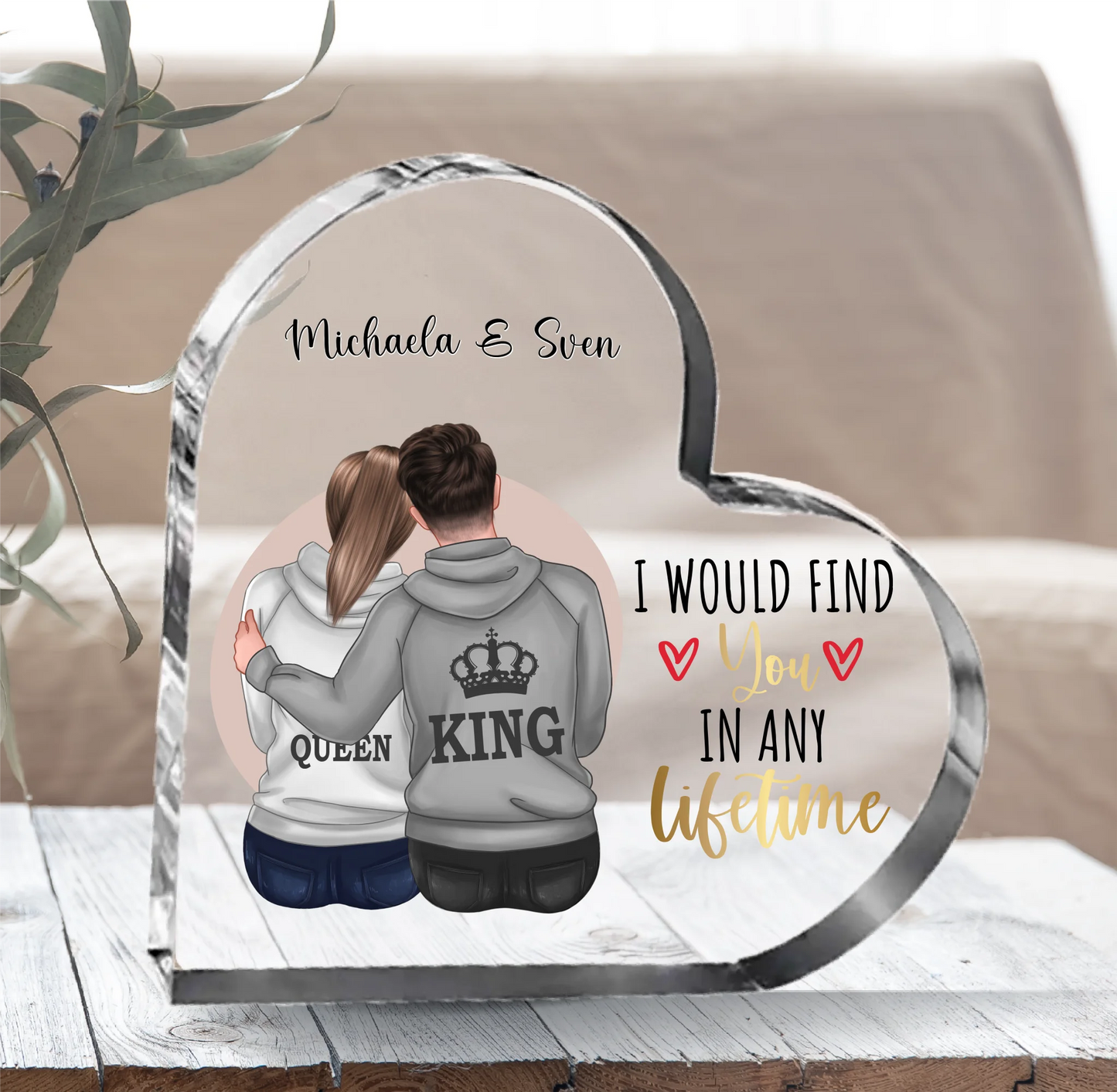 Paar Herz Glasaufsteller