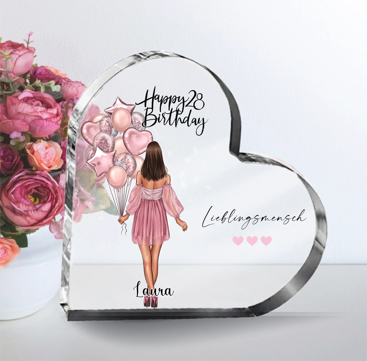 Birthday Girl Herz Glasaufsteller