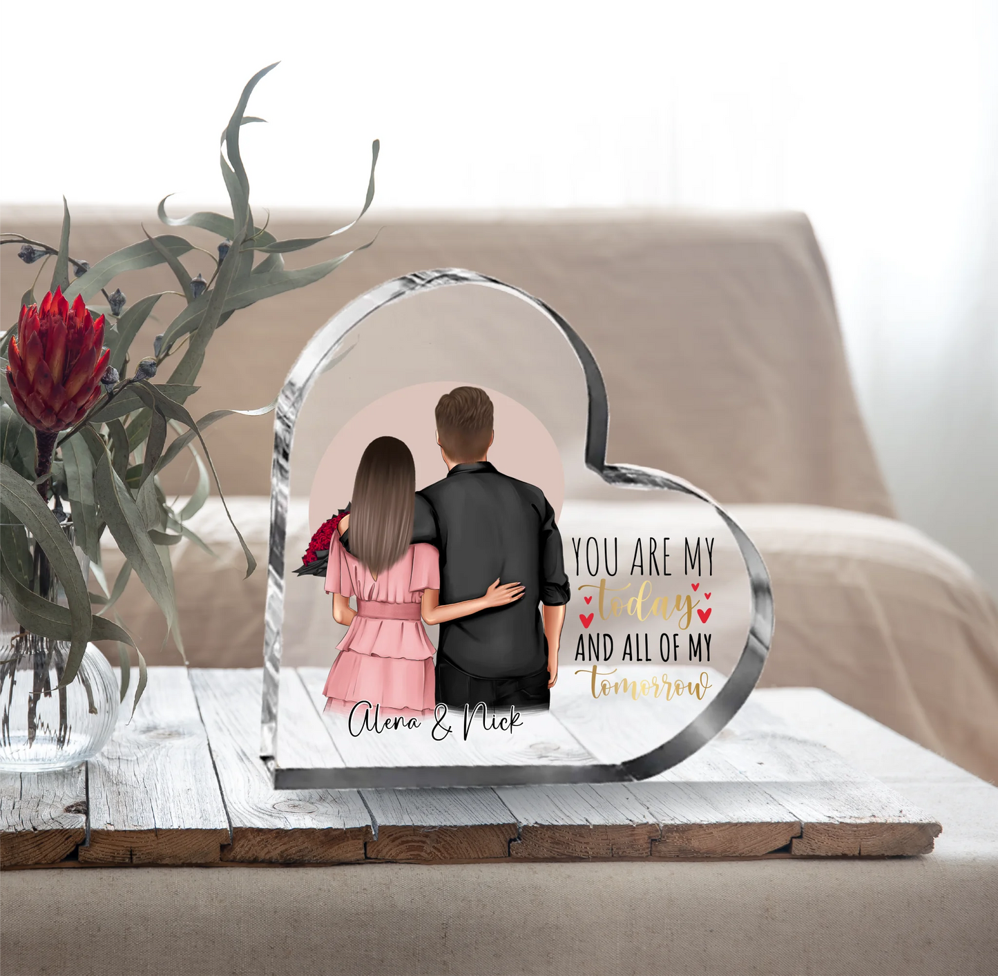 Pärchen Herz Glasaufsteller