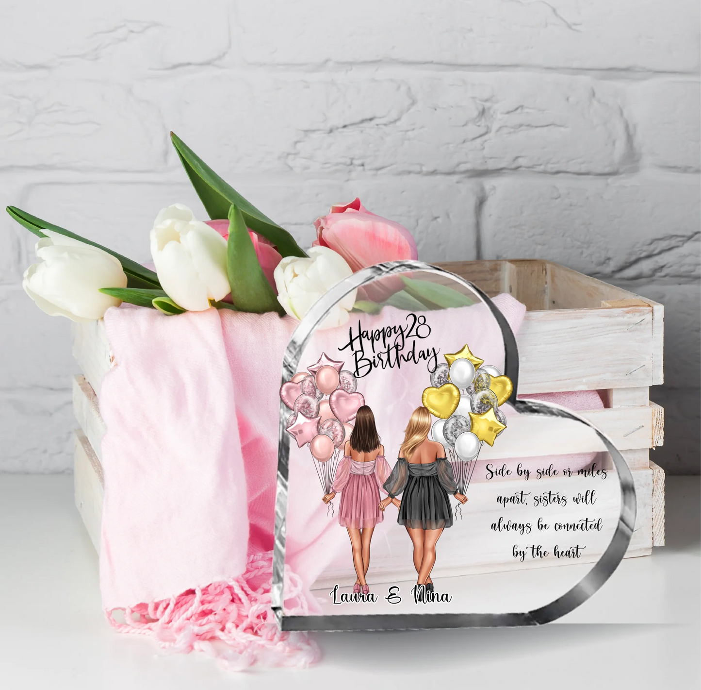 Birthday Girl Herz Glasaufsteller
