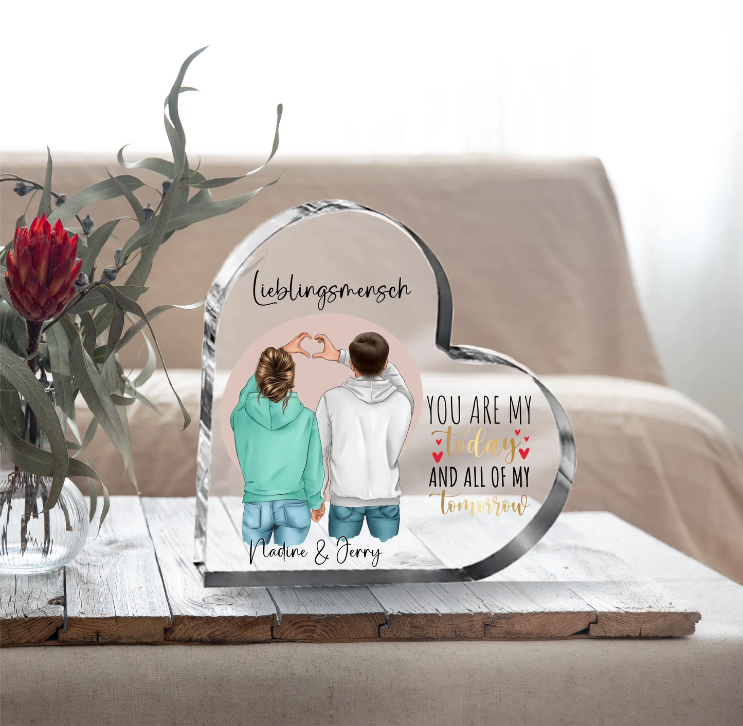 Paar Herz Glasaufsteller