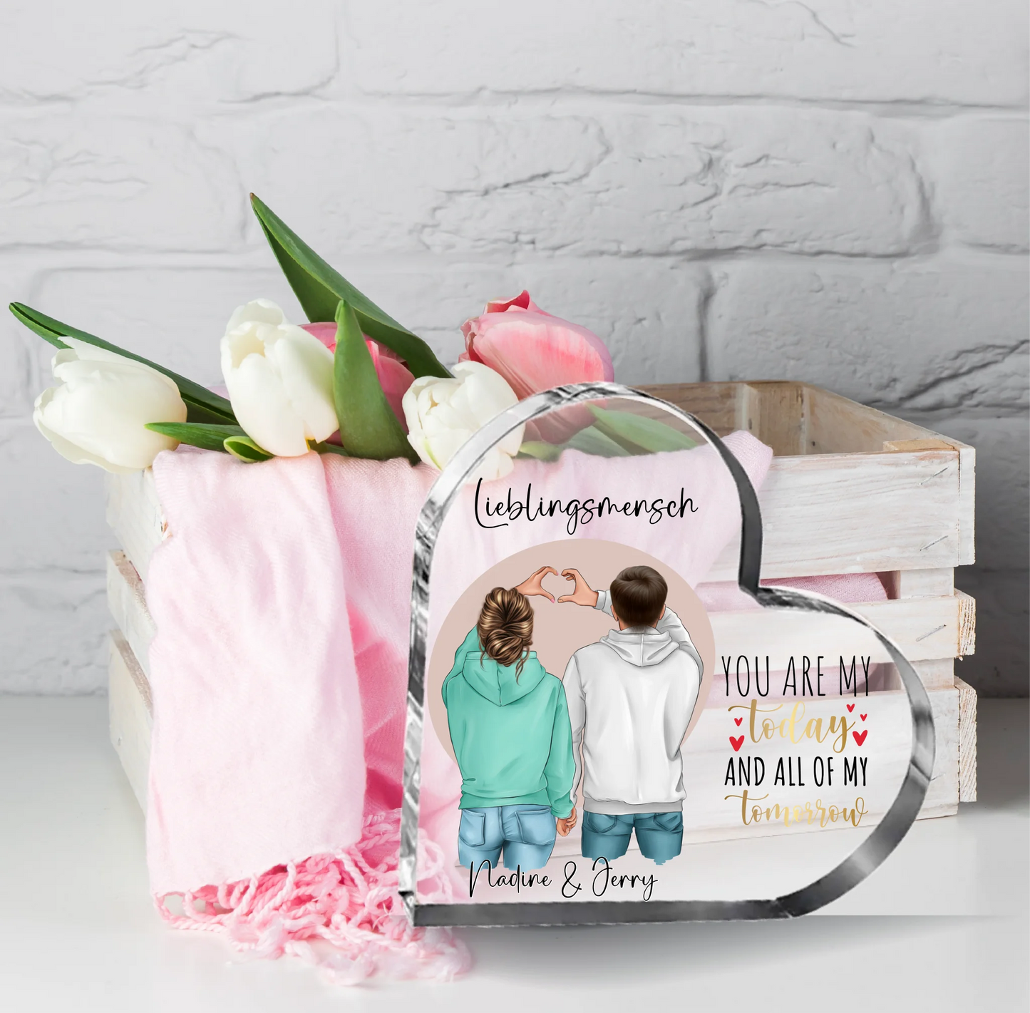 Paar Herz Glasaufsteller