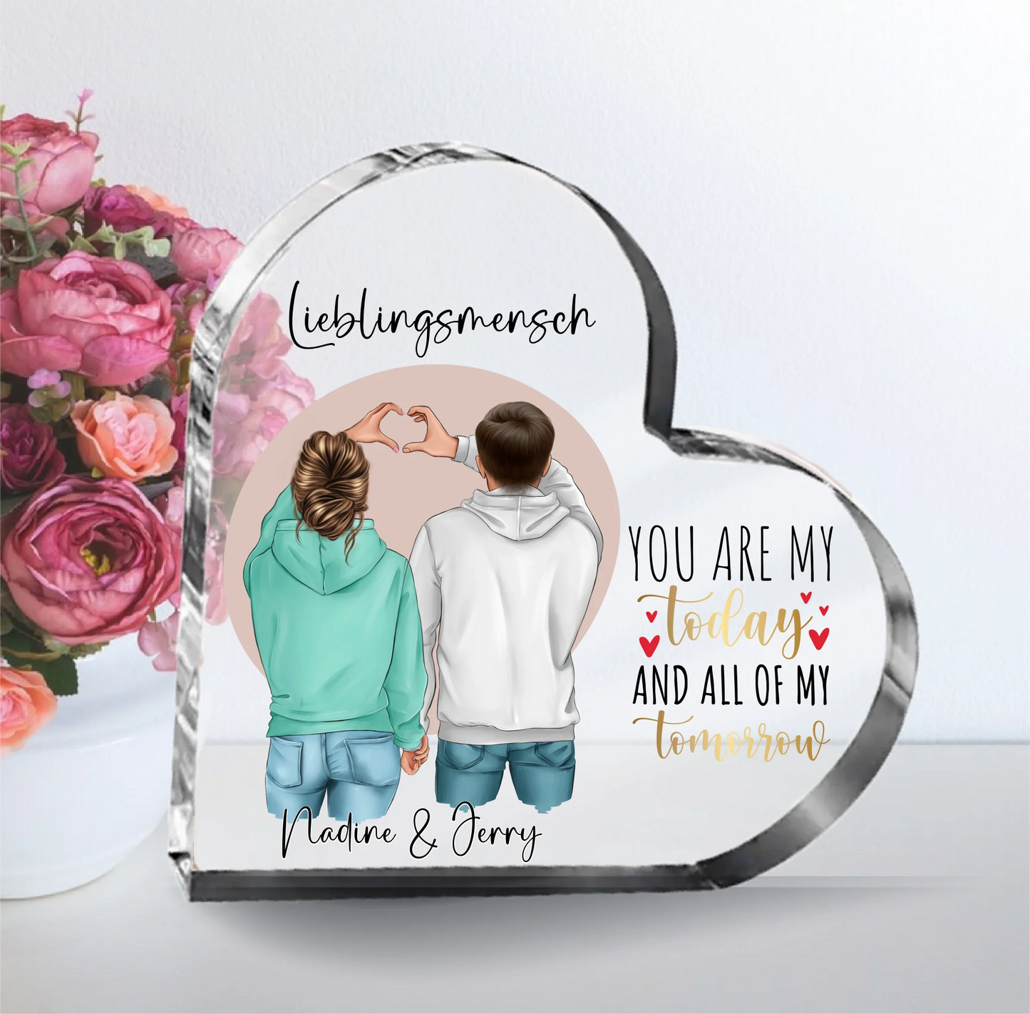 Paar Herz Glasaufsteller