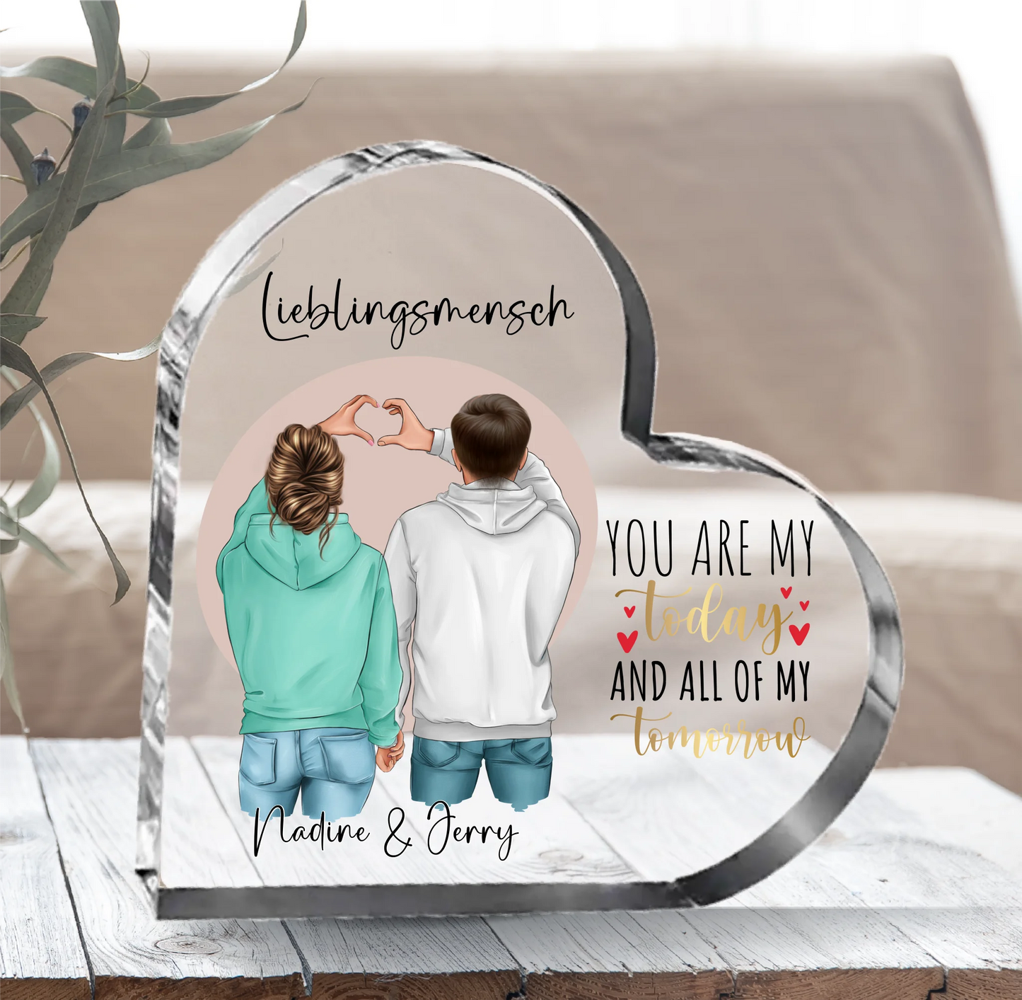 Paar Herz Glasaufsteller