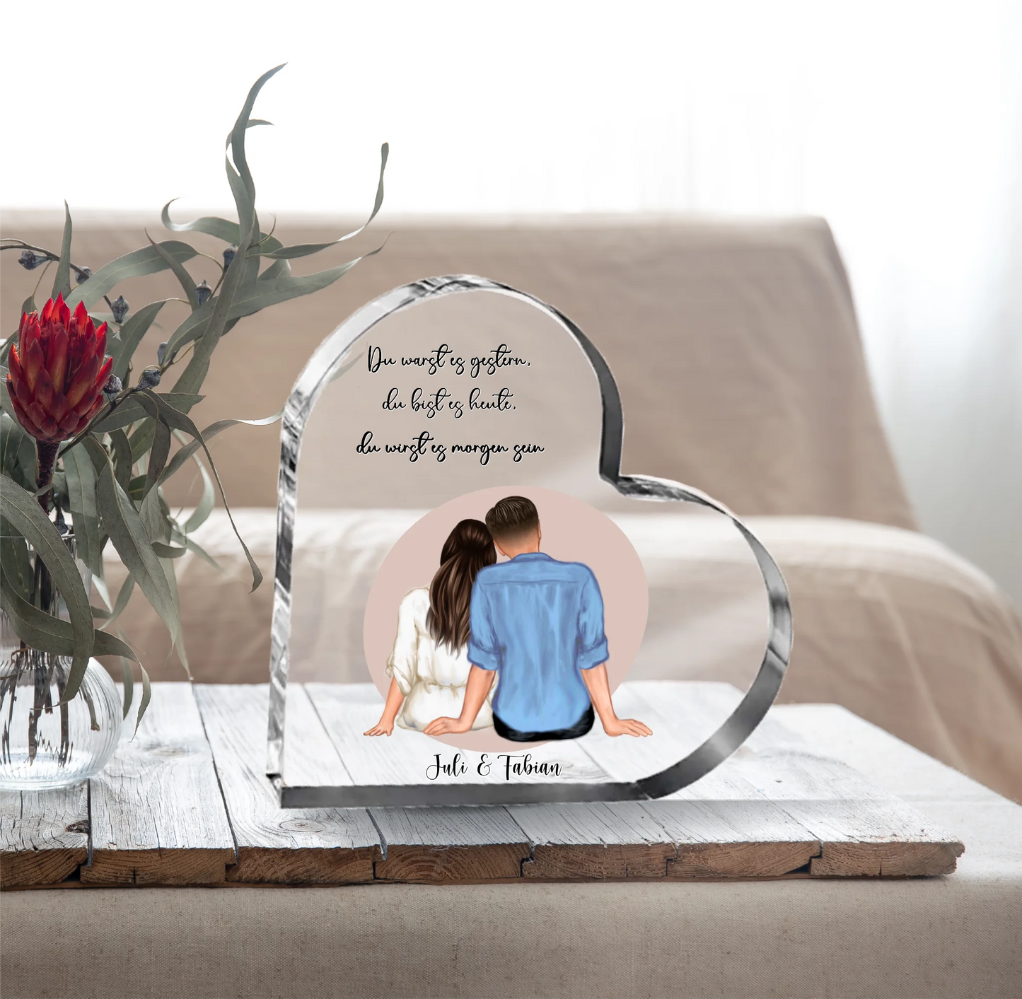 Paar Herz Glasaufsteller