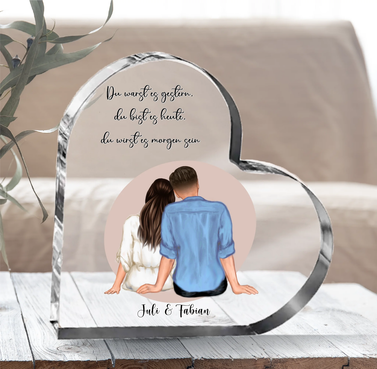 Paar Herz Glasaufsteller