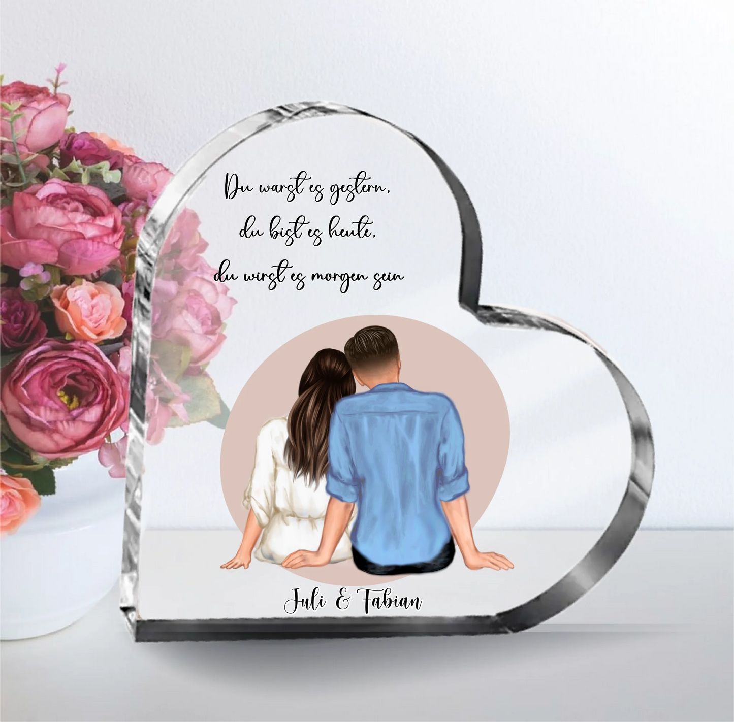 Paar Herz Glasaufsteller