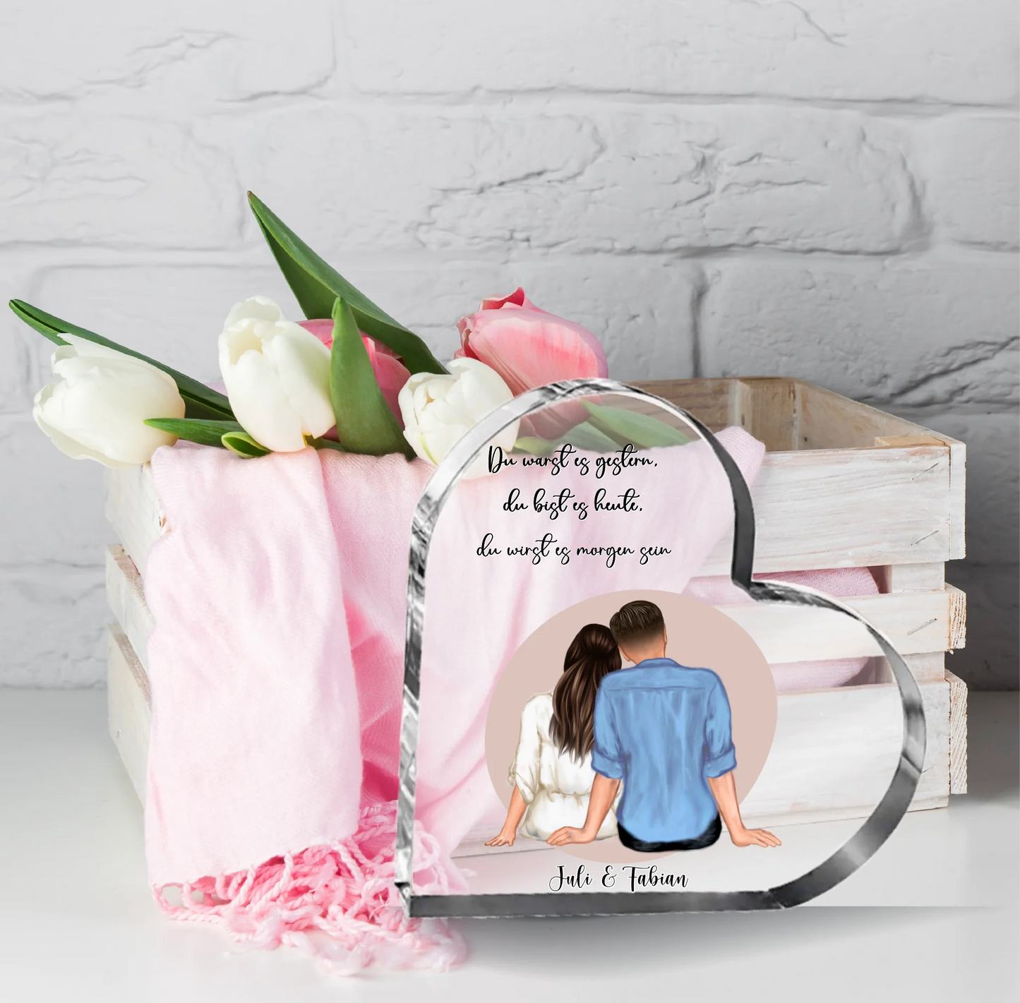 Paar Herz Glasaufsteller