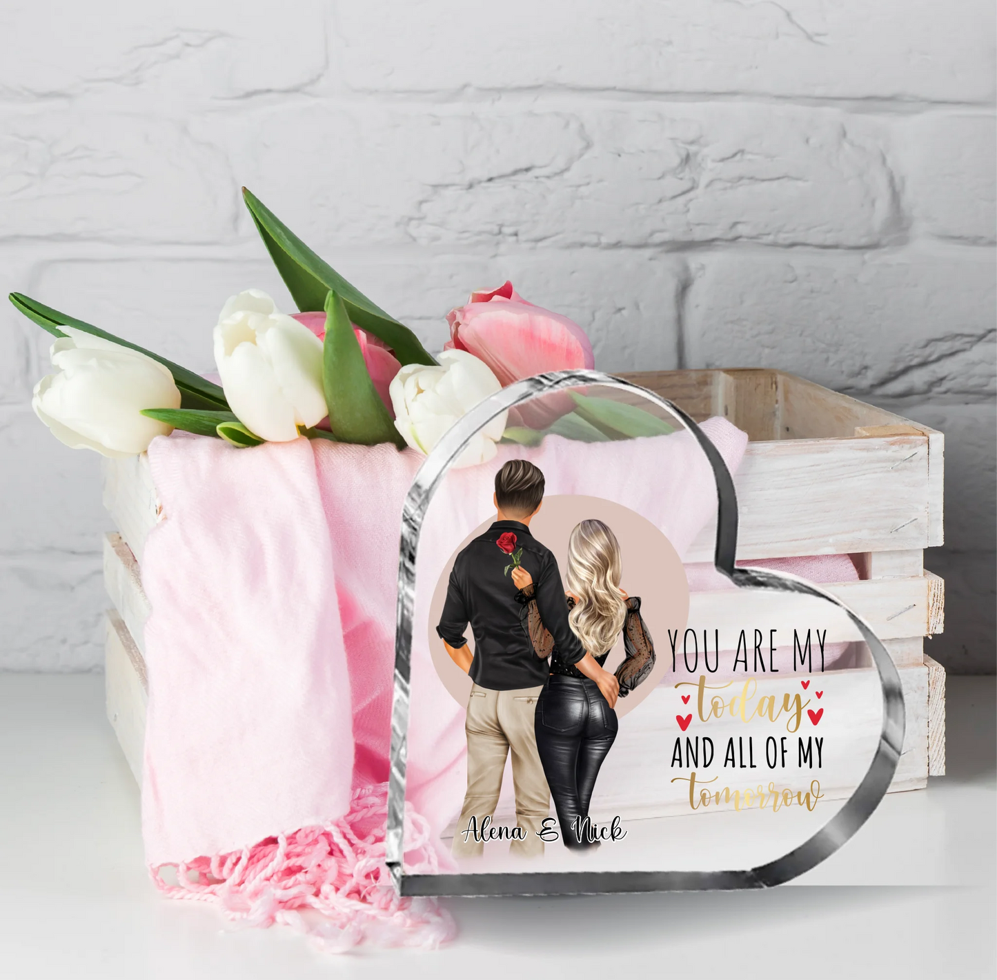 Paar Herz Glasaufsteller