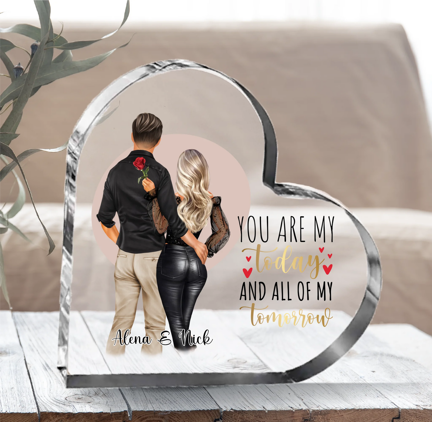 Paar Herz Glasaufsteller