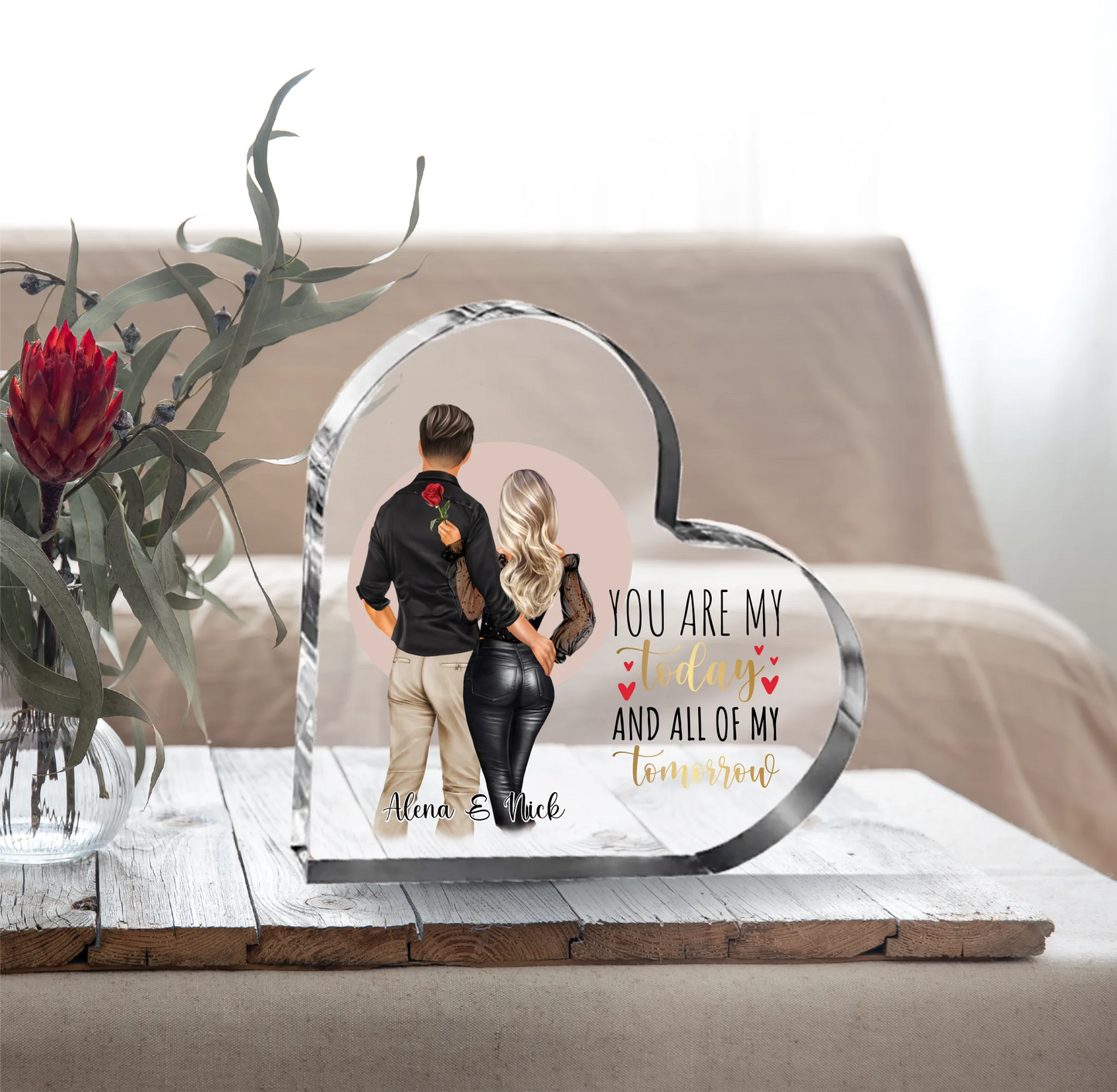 Paar Herz Glasaufsteller