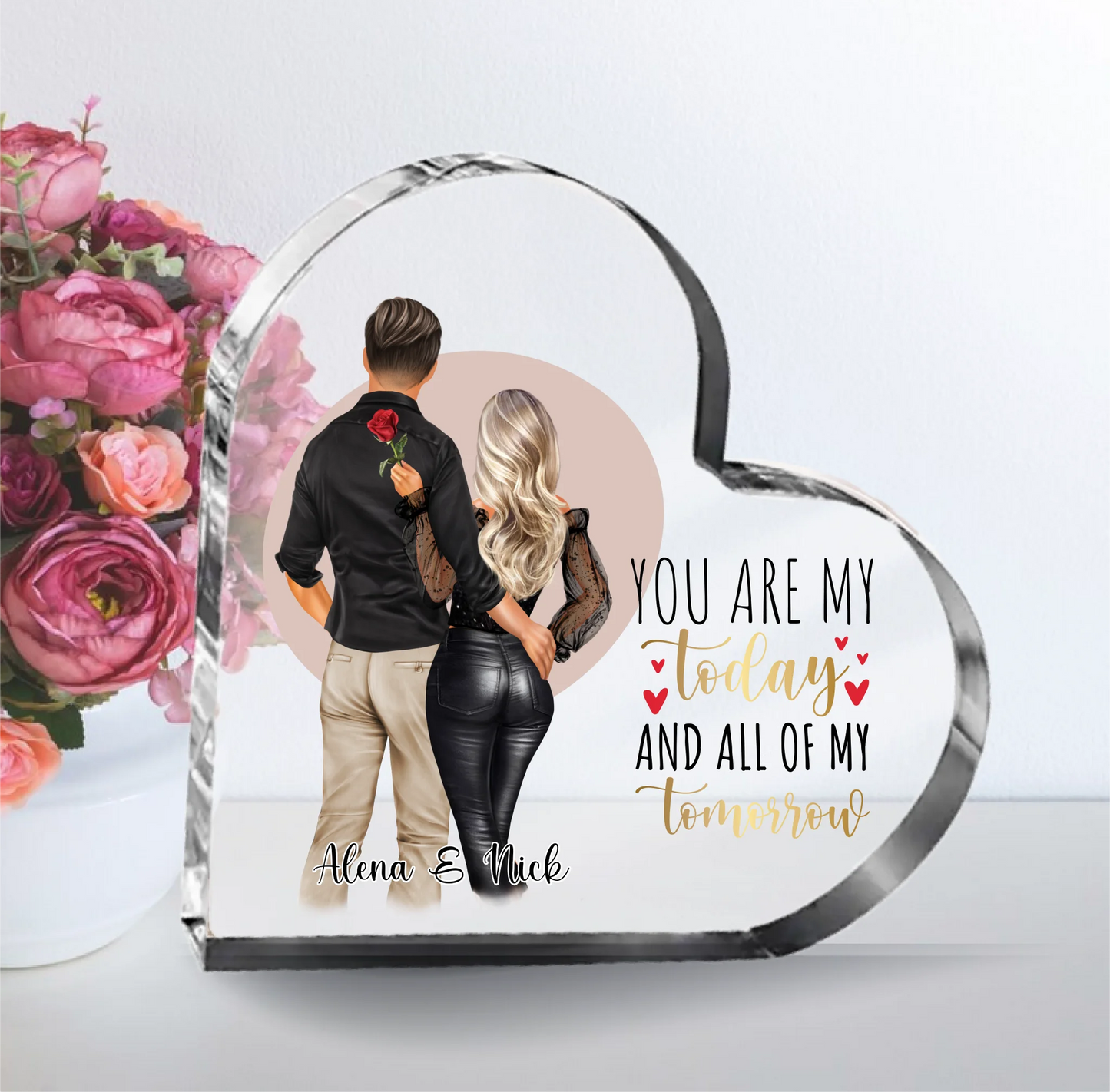 Paar Herz Glasaufsteller