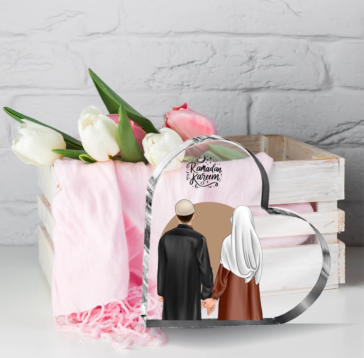 Muslimisches Paar Herz Glasaufsteller