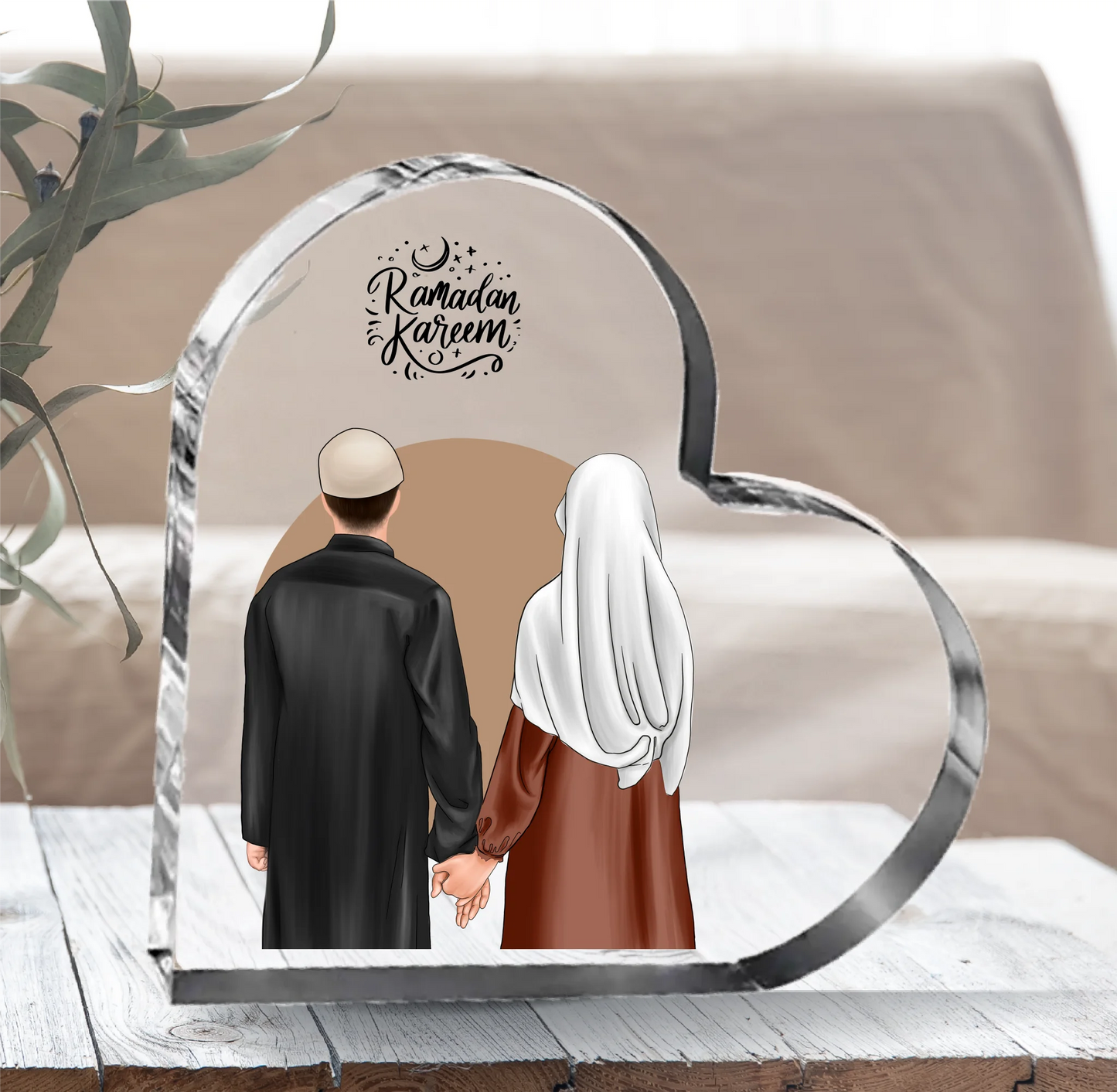 Muslimisches Paar Herz Glasaufsteller