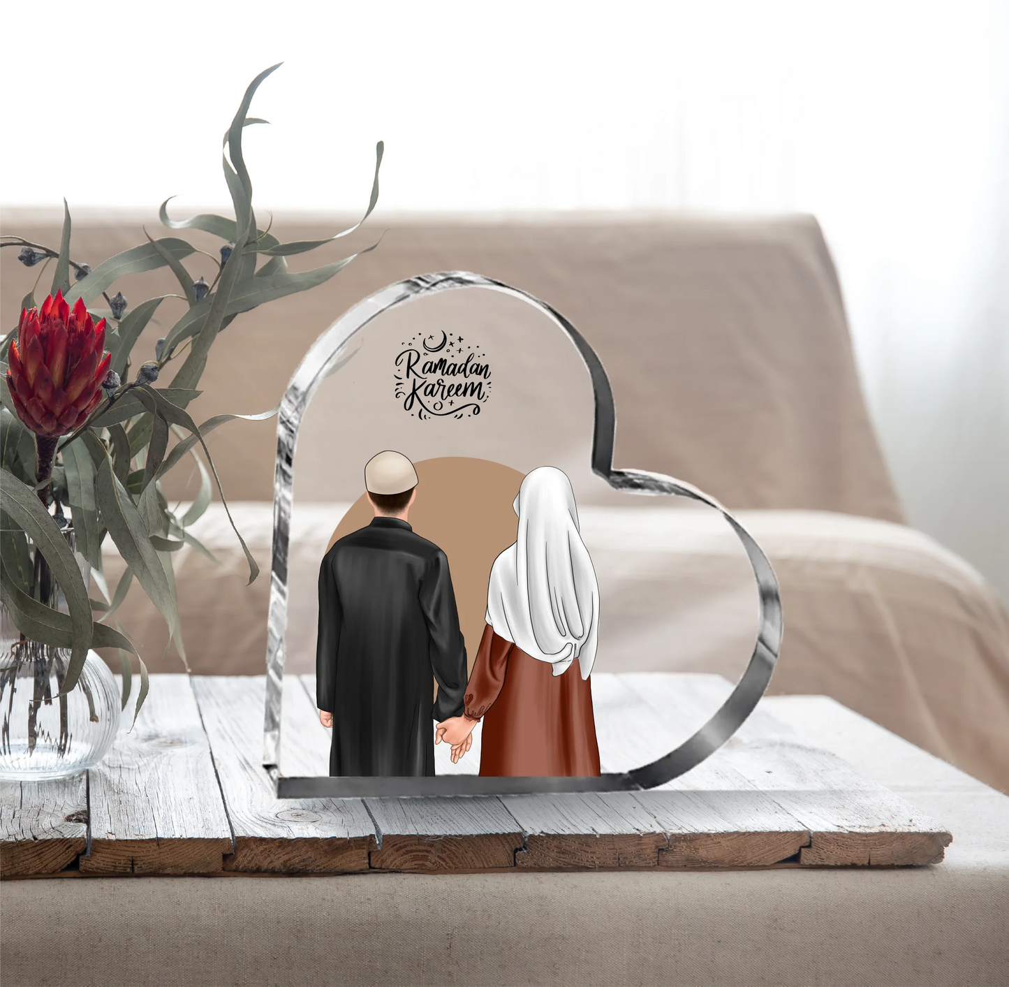 Muslimisches Paar Herz Glasaufsteller