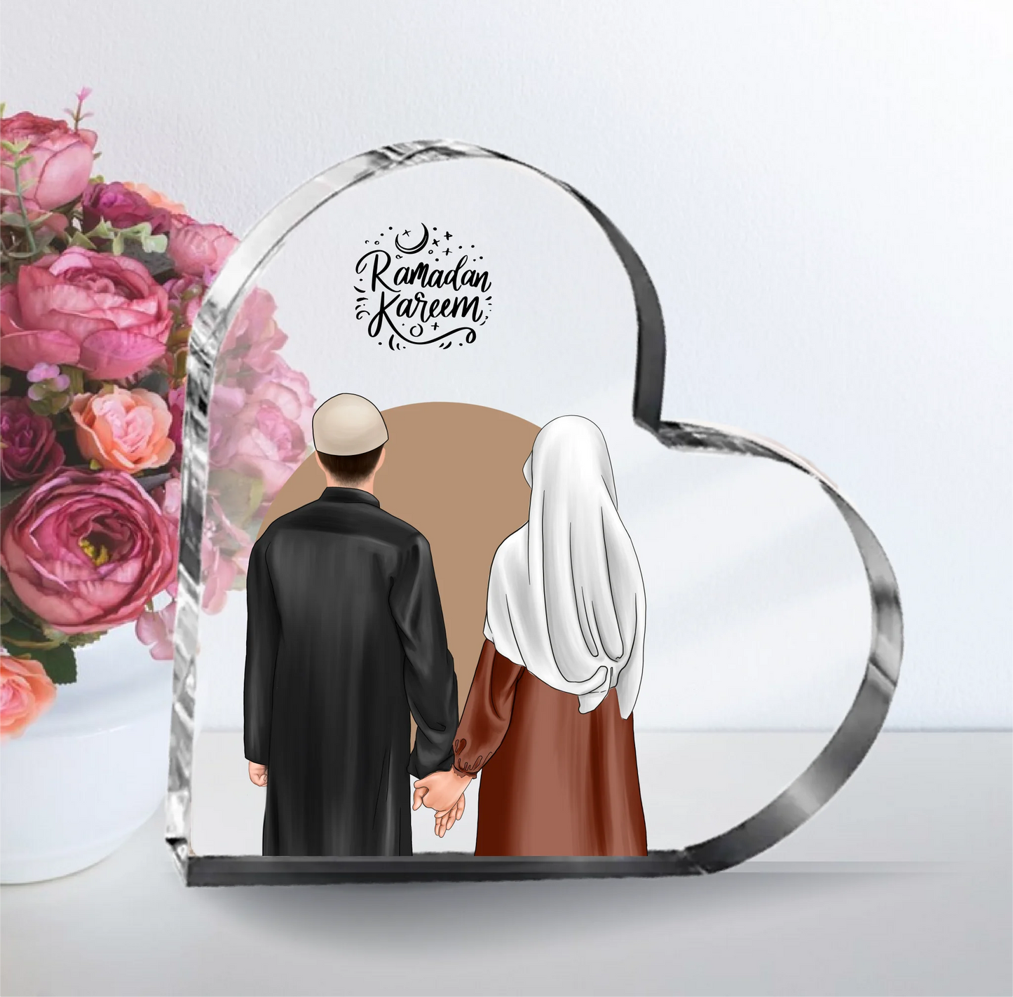 Muslimisches Paar Herz Glasaufsteller