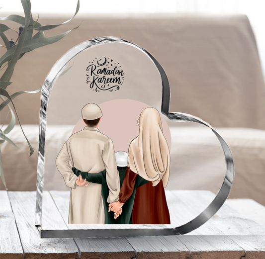 Muslimische Familie Herz Glasaufsteller