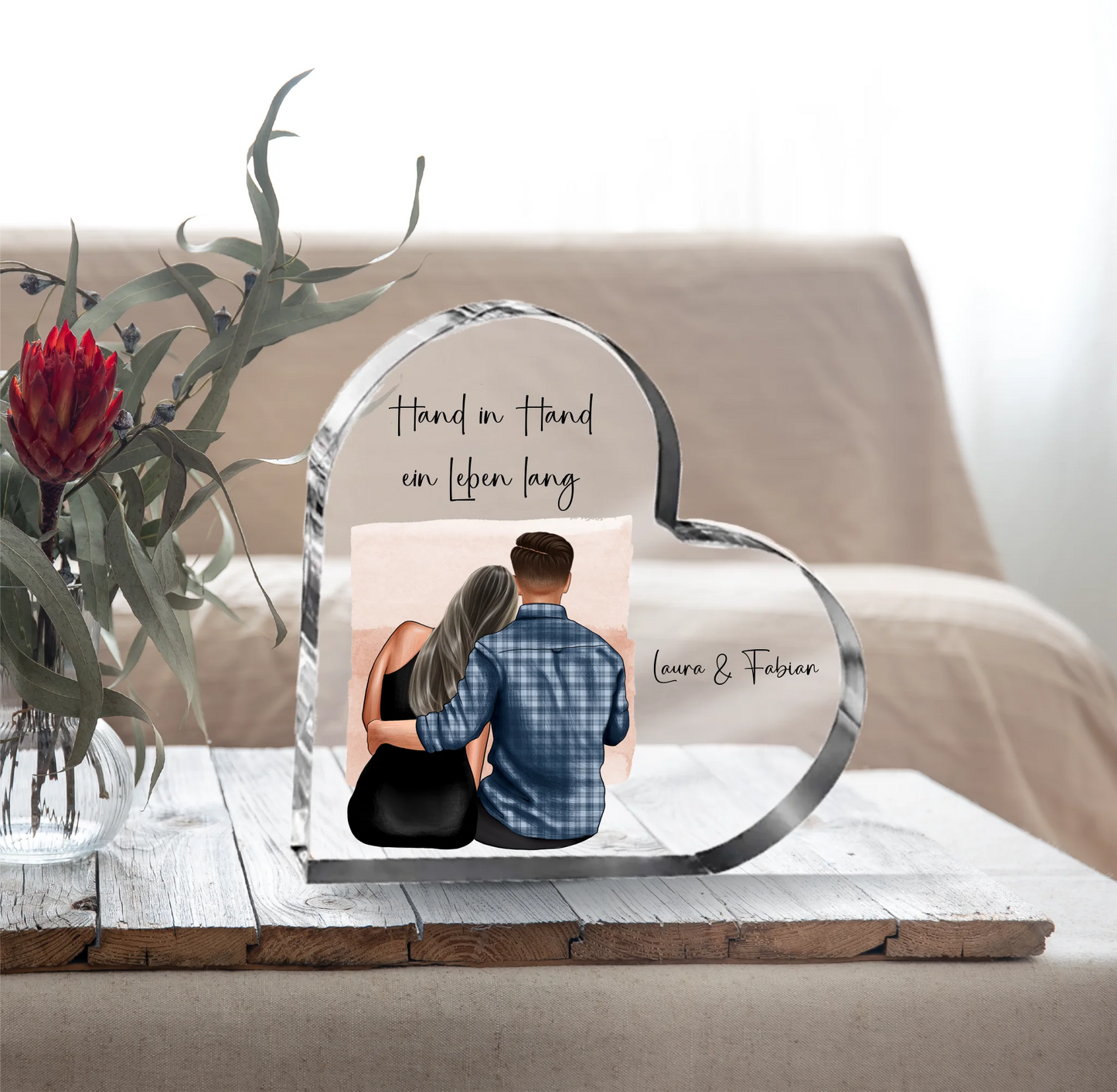 Paar Herz Glasaufsteller