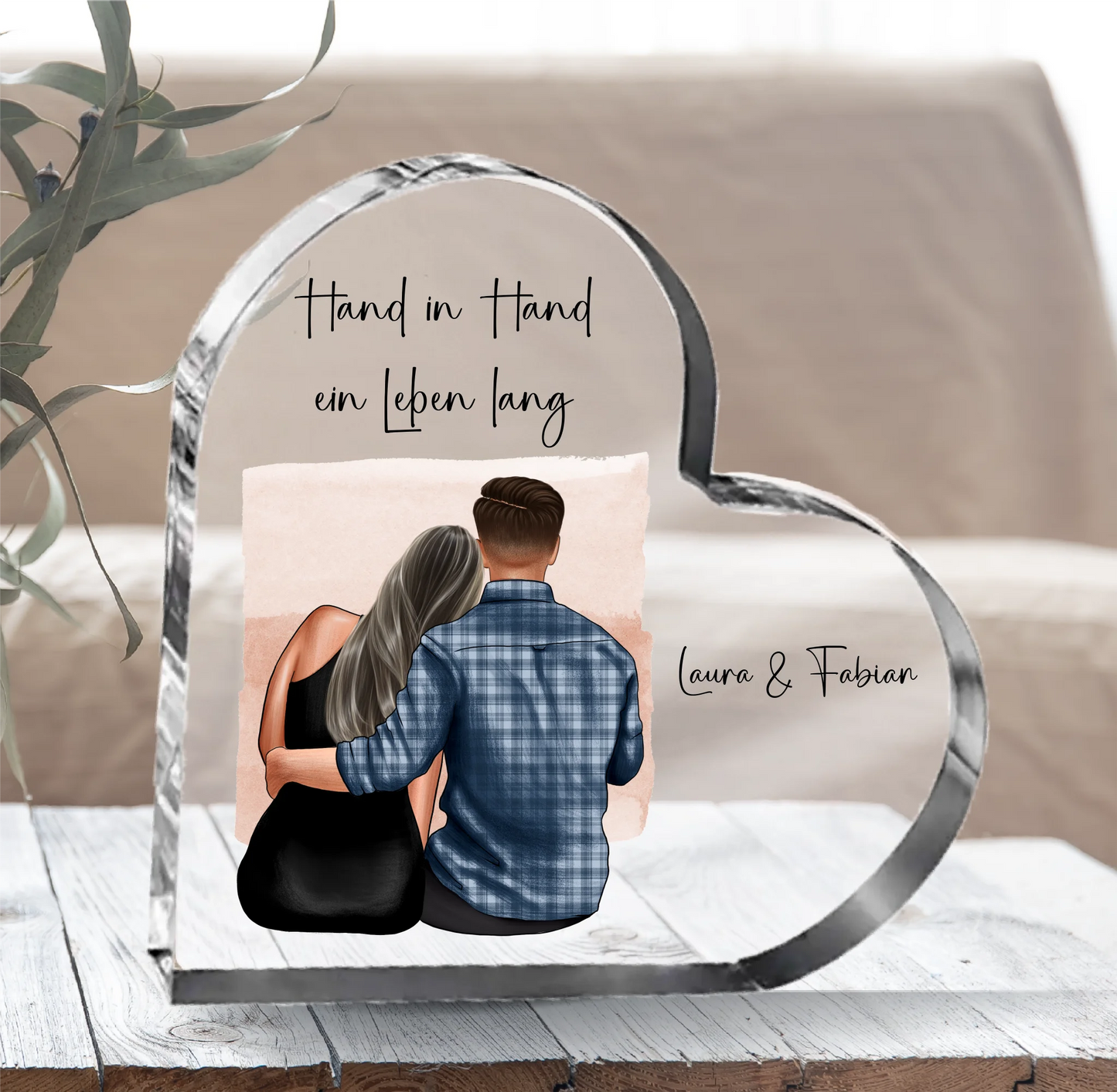 Paar Herz Glasaufsteller