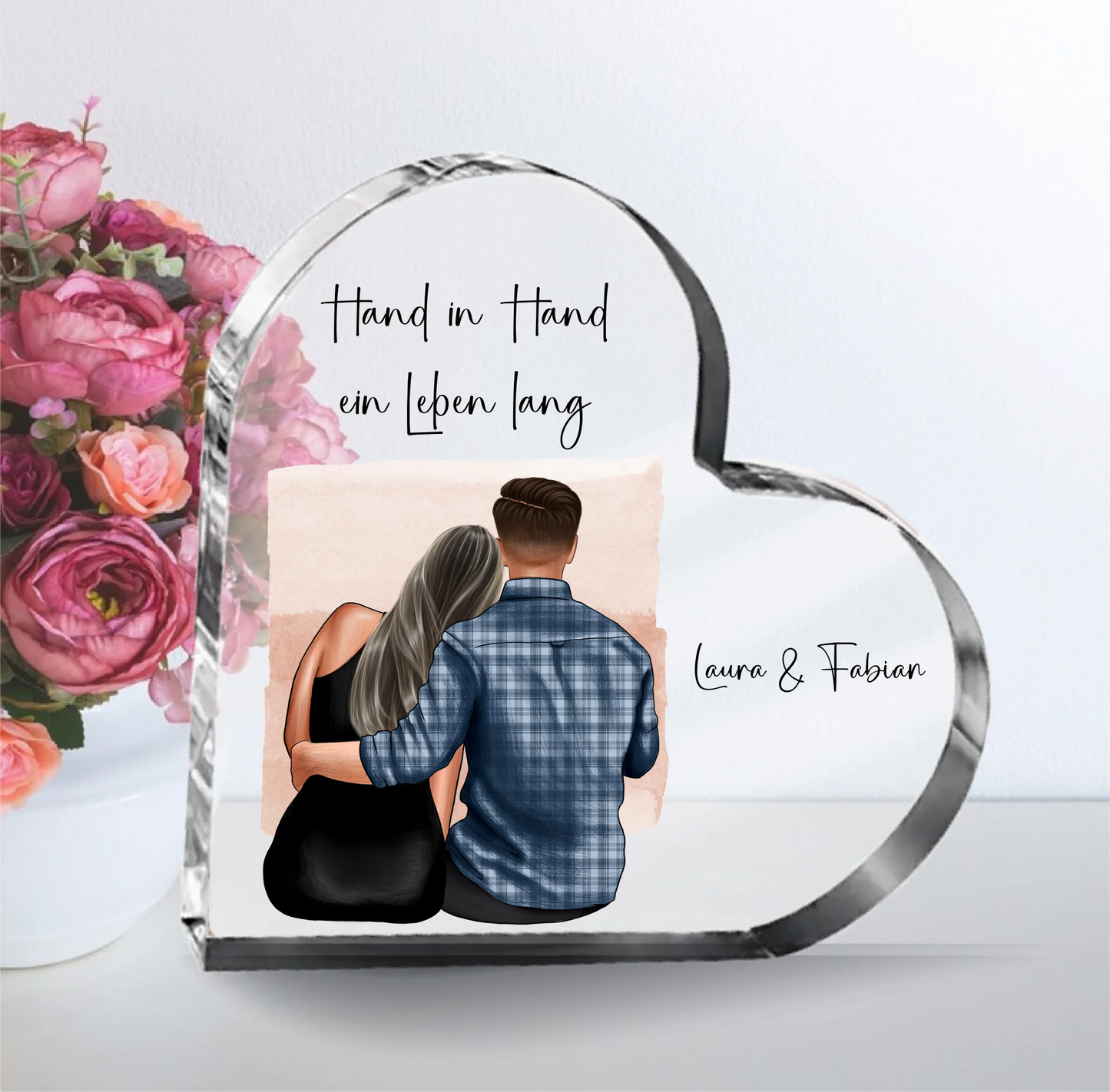 Paar Herz Glasaufsteller