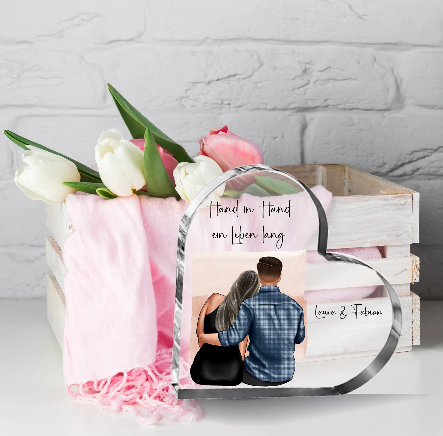 Paar Herz Glasaufsteller