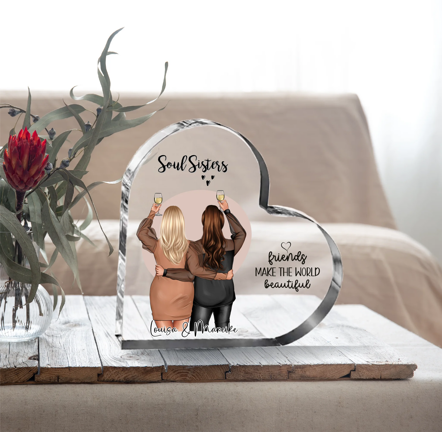 2-3 Plus Size Freundinnen Herz Glasaufsteller