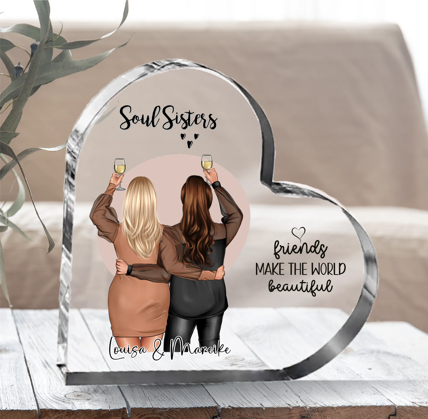 2-3 Plus Size Freundinnen Herz Glasaufsteller