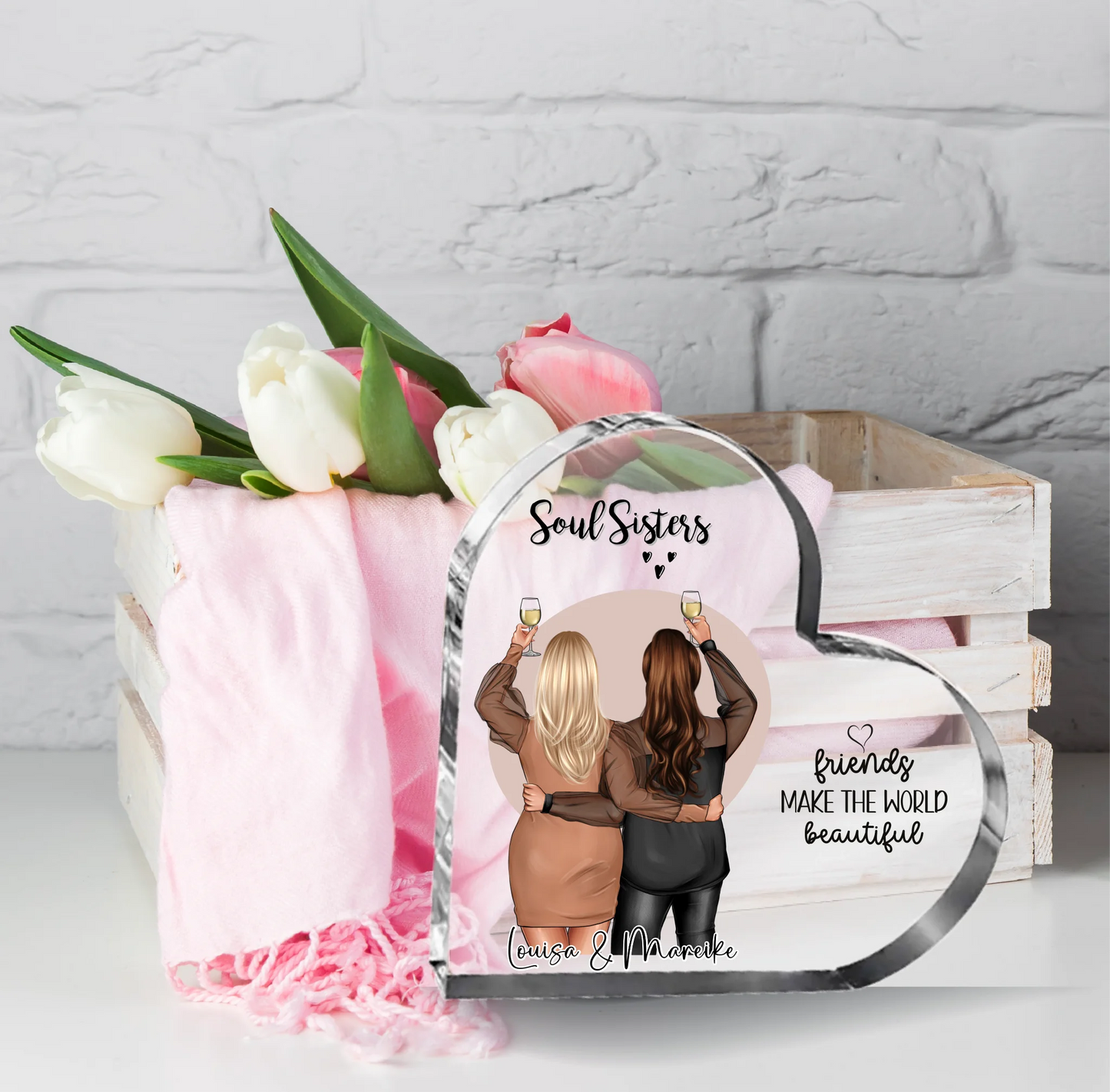 2-3 Plus Size Freundinnen Herz Glasaufsteller