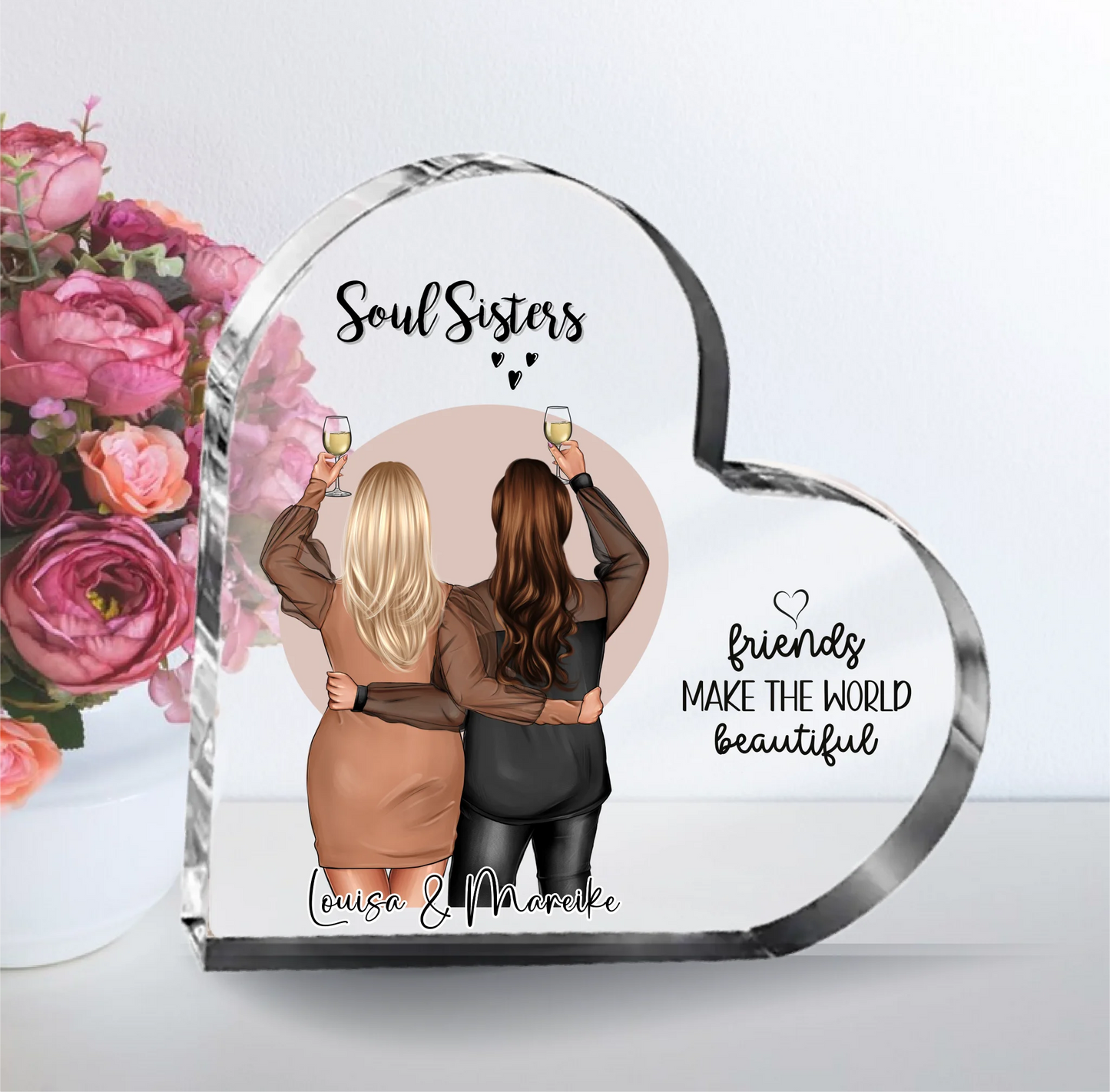 2-3 Plus Size Freundinnen Herz Glasaufsteller