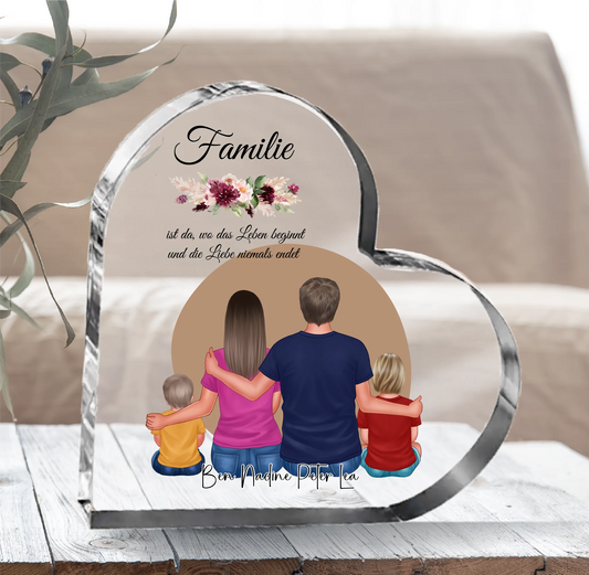 Familie Herz Glasaufsteller