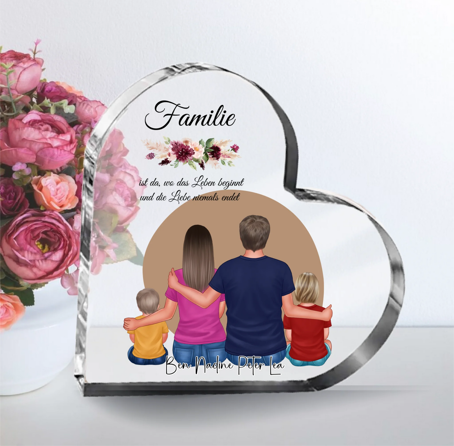 Familie Herz Glasaufsteller