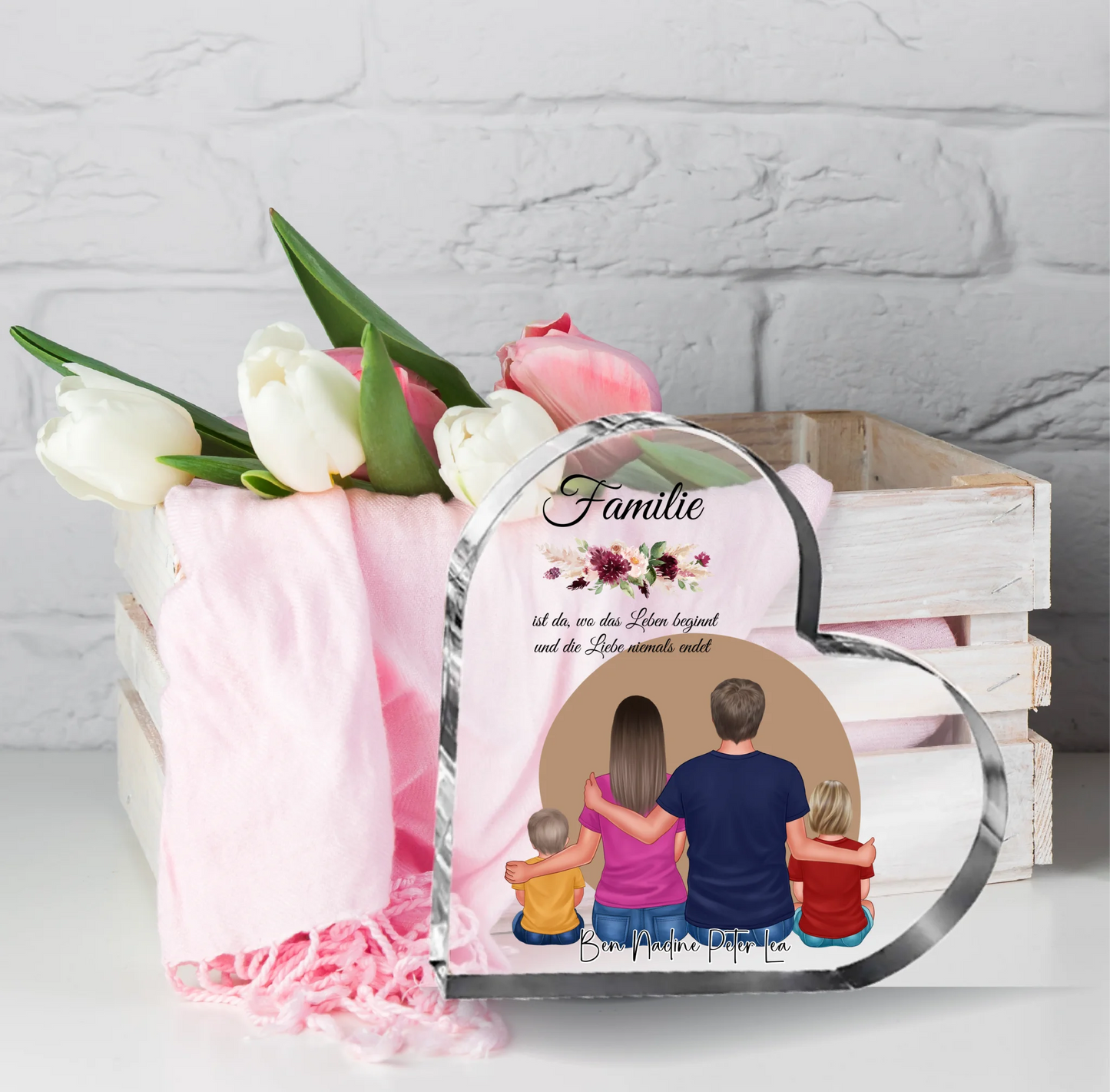 Familie Herz Glasaufsteller