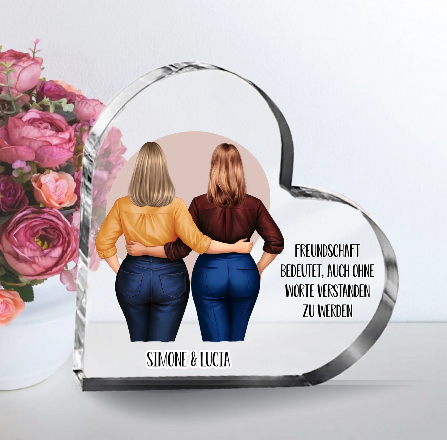 Curvy Freundinnen Herz Glasaufsteller