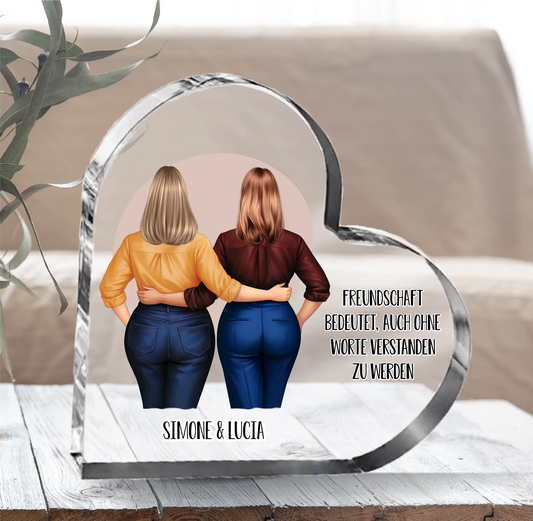 Curvy Freundinnen Herz Glasaufsteller