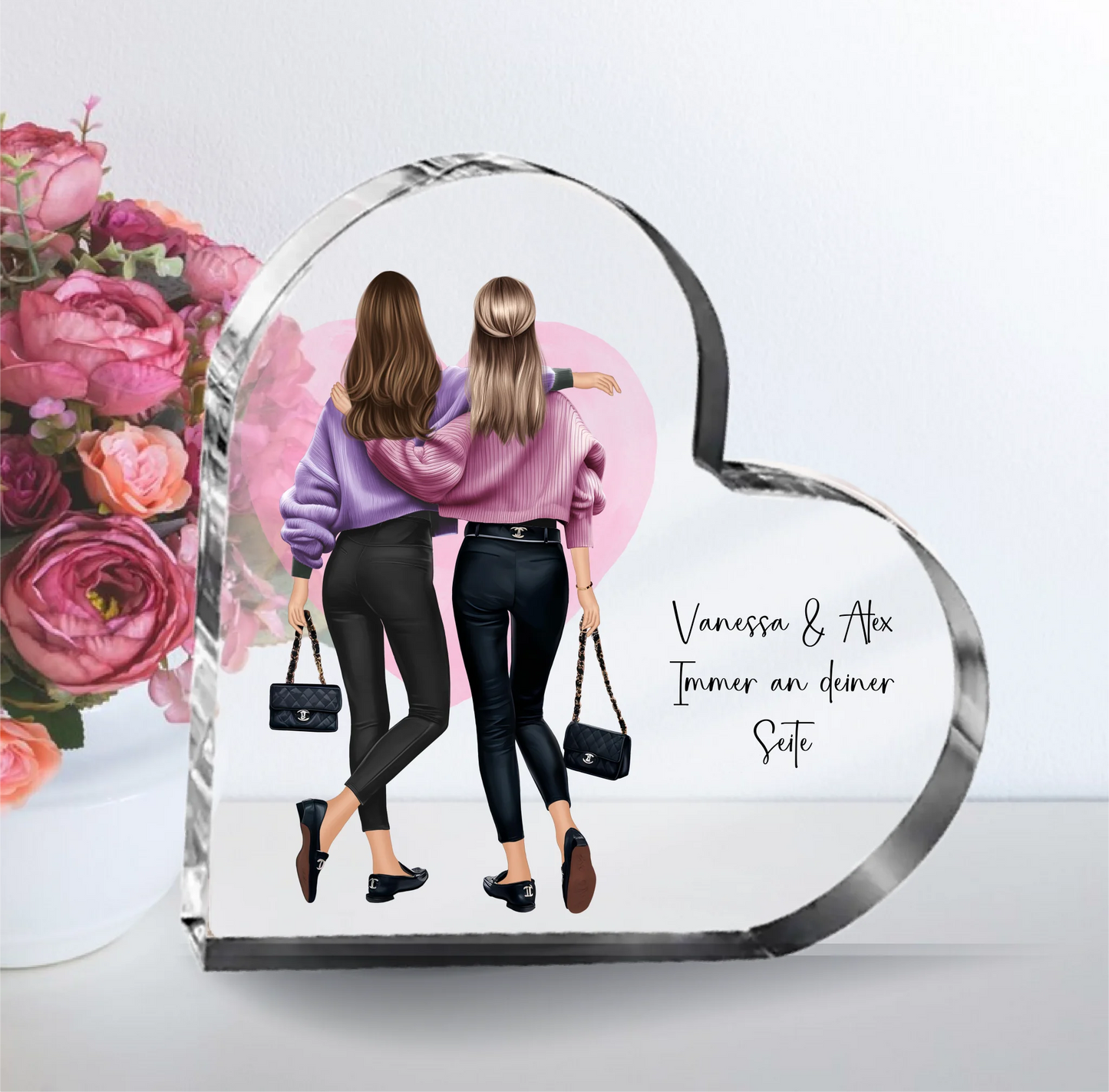 Freundin sportlich/elegant Herz Glasaufsteller