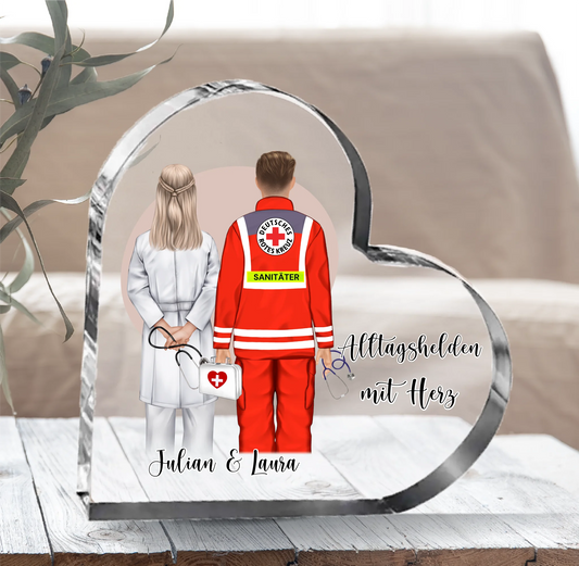 Arzt & Sanitäter Herz Glasaufsteller