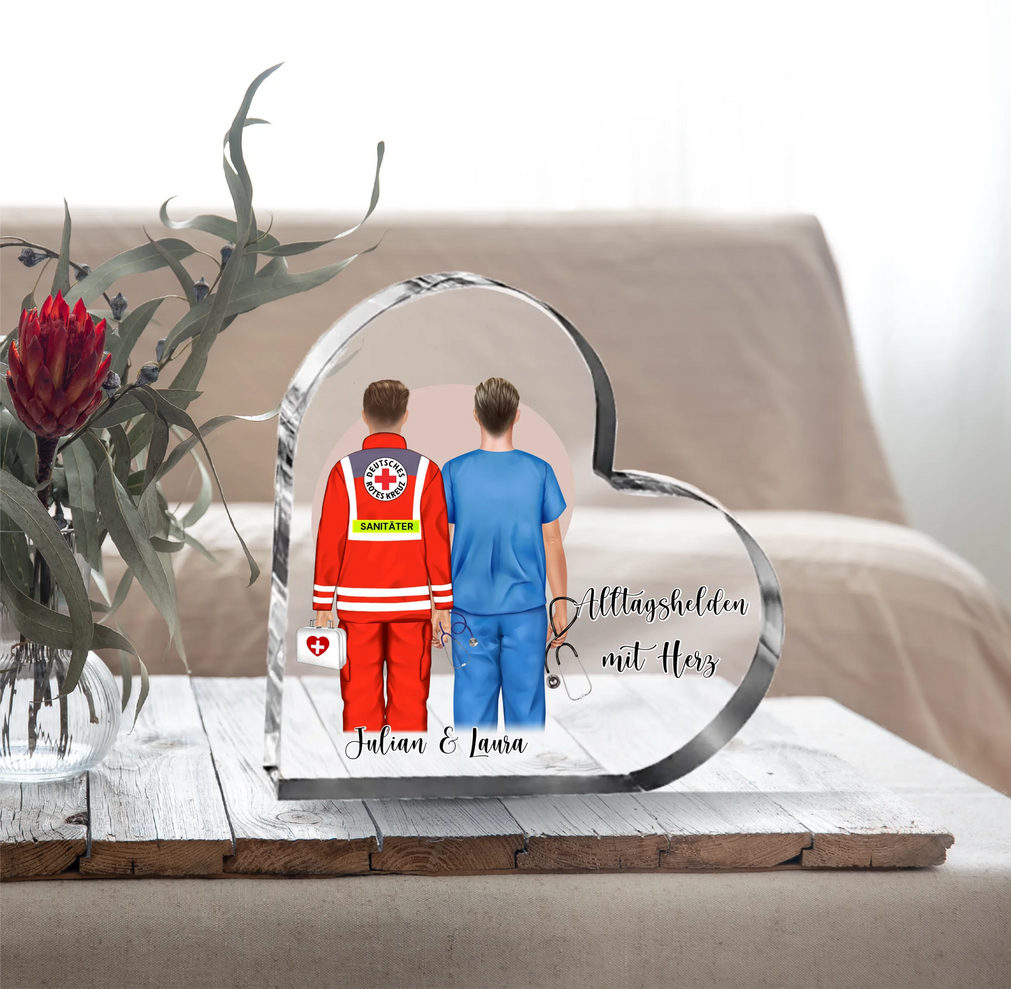 Sanitäter & Krankenpfleger Herz Glasaufsteller