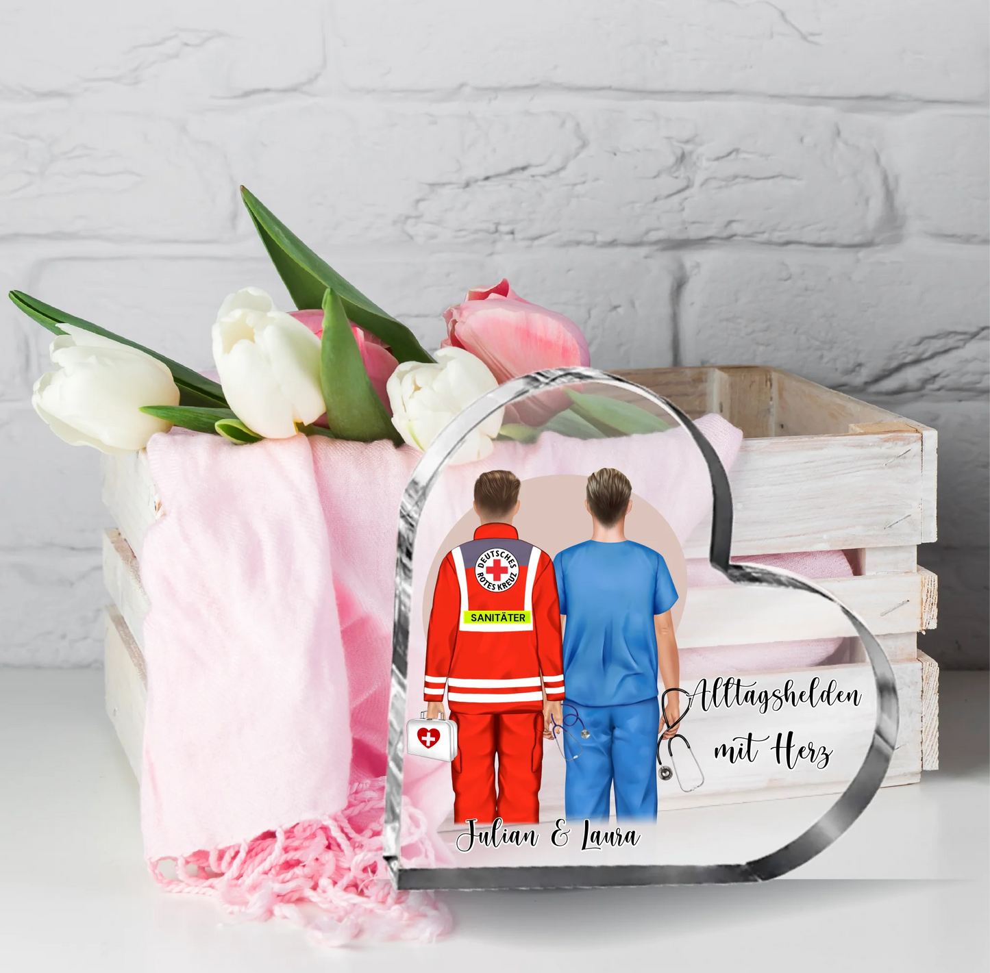 Sanitäter & Krankenpfleger Herz Glasaufsteller