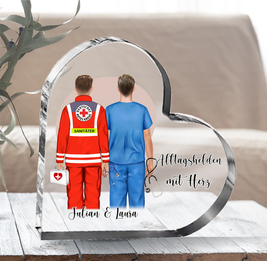 Sanitäter & Krankenpfleger Herz Glasaufsteller