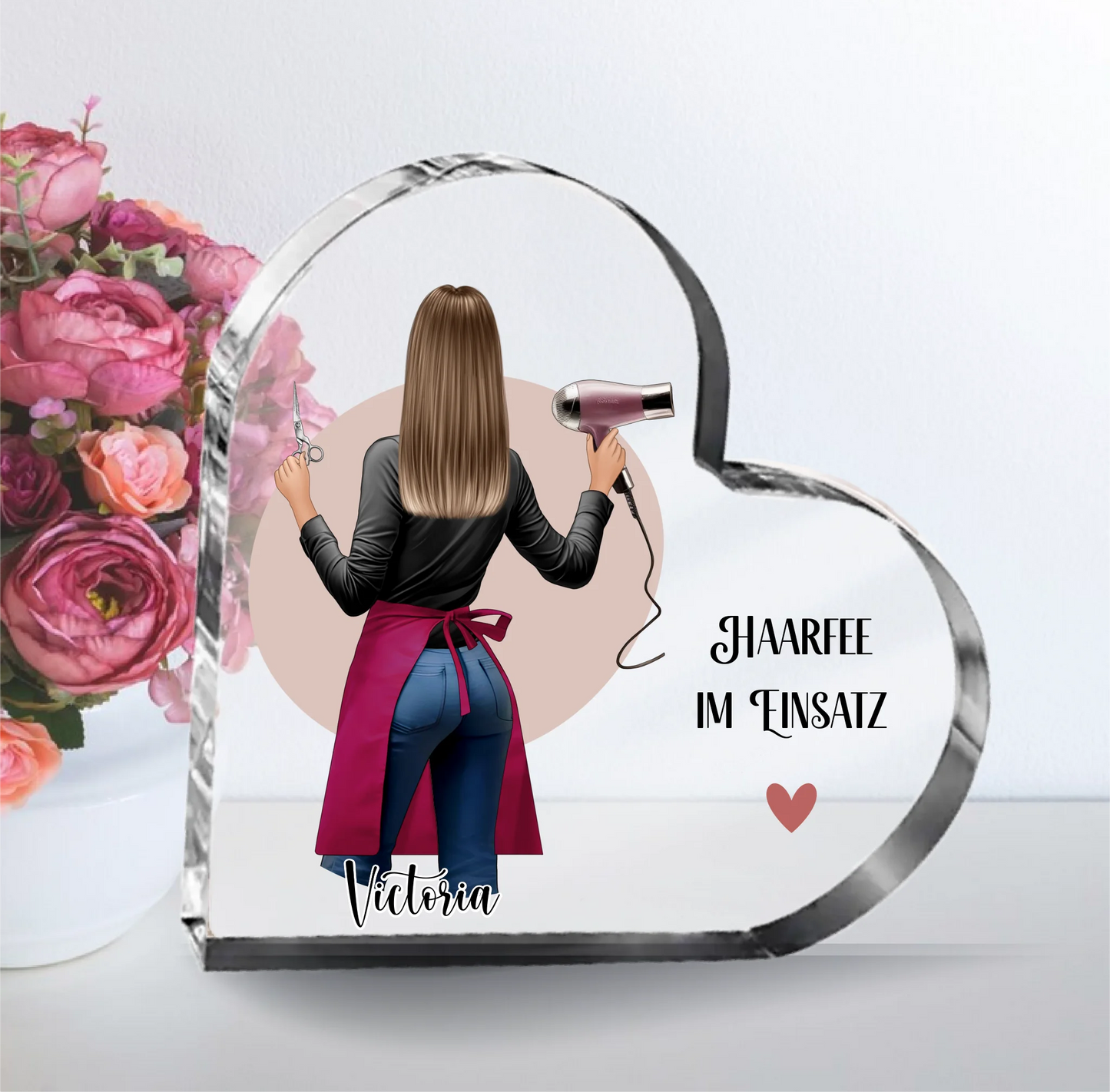 Friseur/in Herz Glasaufsteller