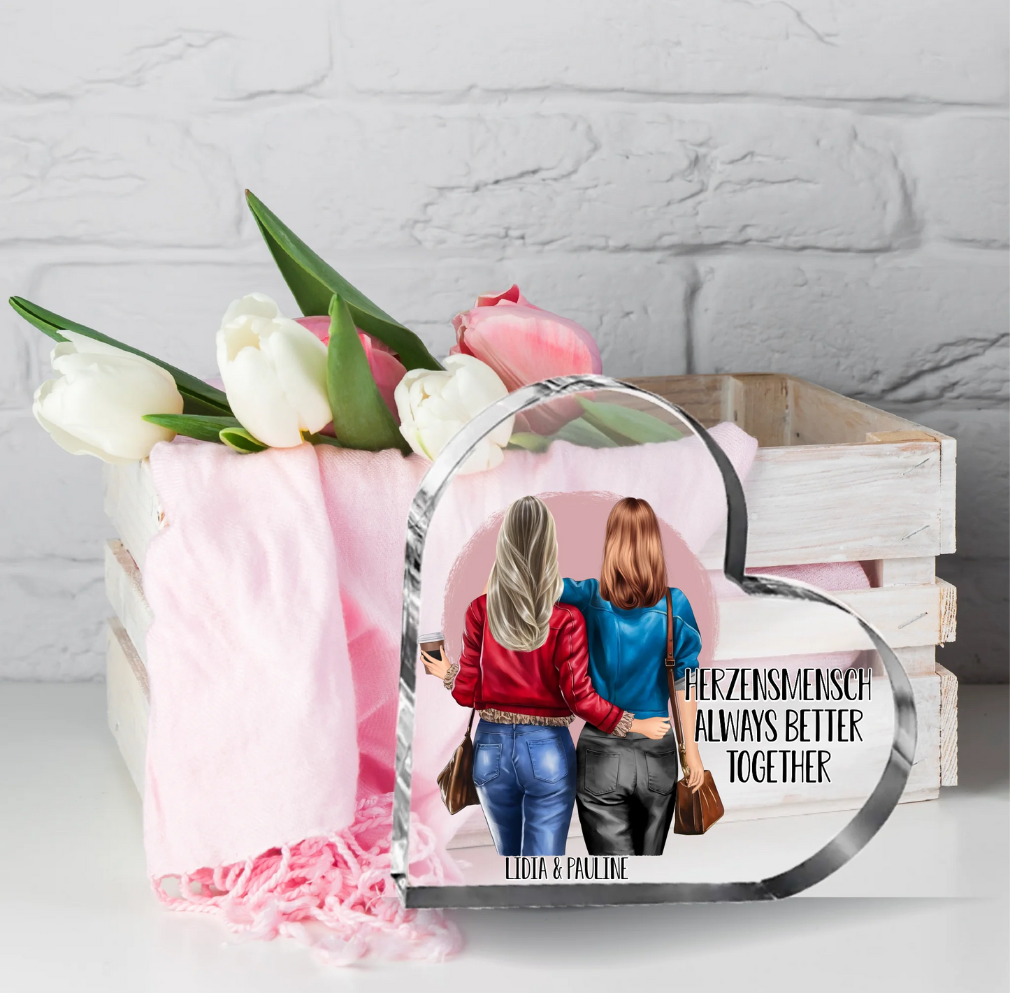 Beste Freundin Bff Herz Glasaufsteller