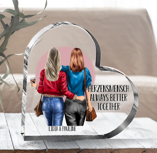 Beste Freundin Bff Herz Glasaufsteller