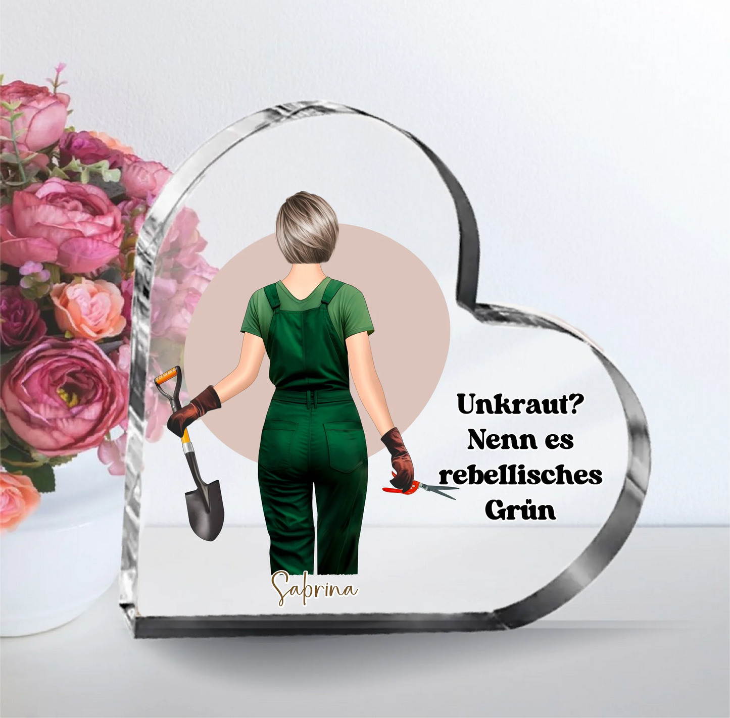 Gärtner/in Herz Glasaufsteller