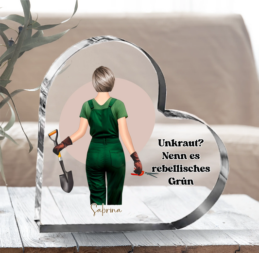 Gärtner/in Herz Glasaufsteller