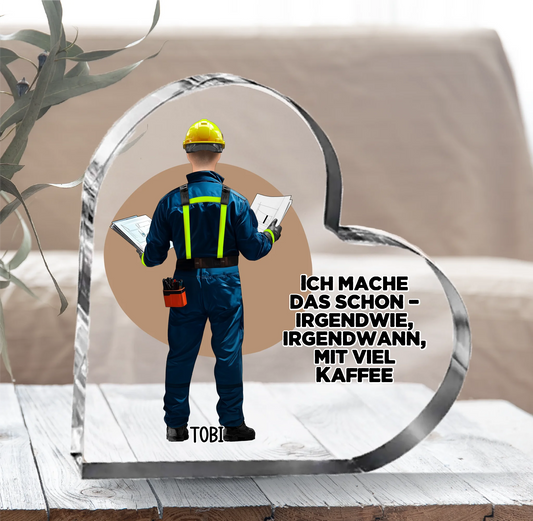 Techniker (Mann/Frau) Herz Glasaufsteller