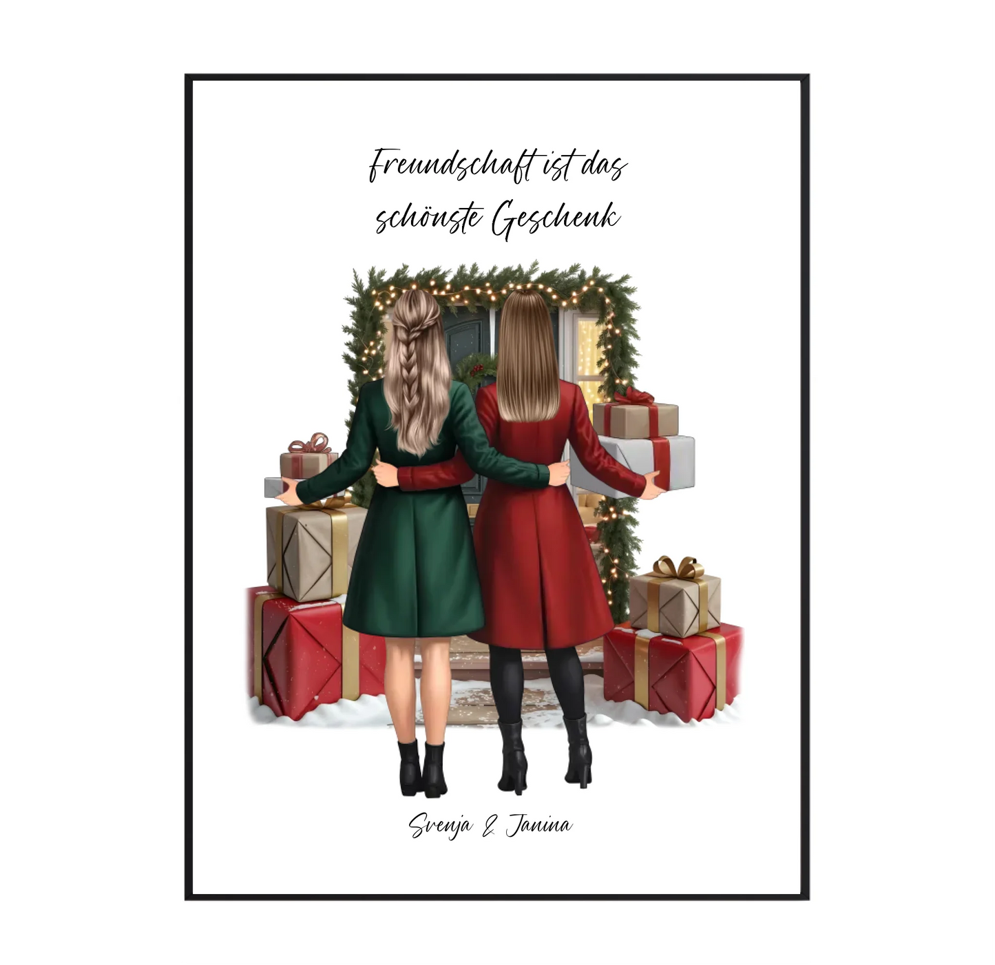 Winter Freundinnen mit Geschenk Poster