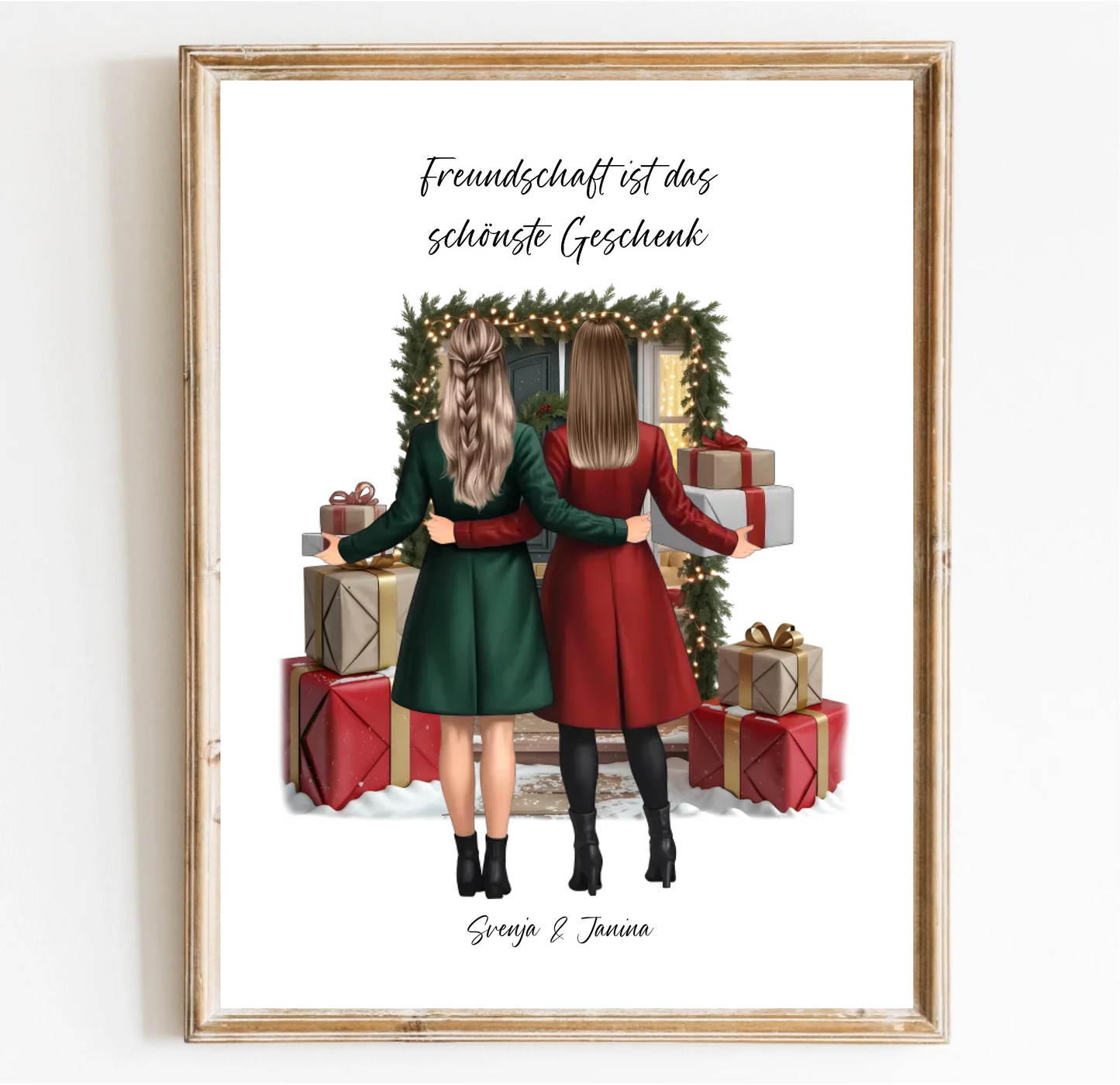 Winter Freundinnen mit Geschenk Poster